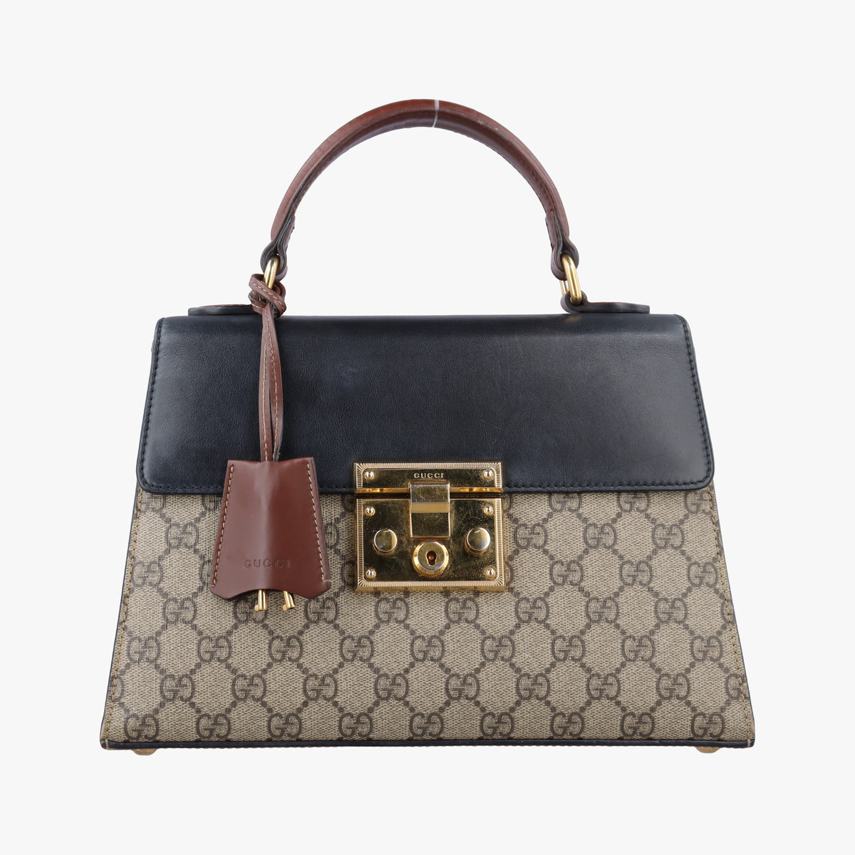 Pre-owned Gucci Padlock Beige×black PVC coated canvas×leather 453188 handbag | stylenewstar