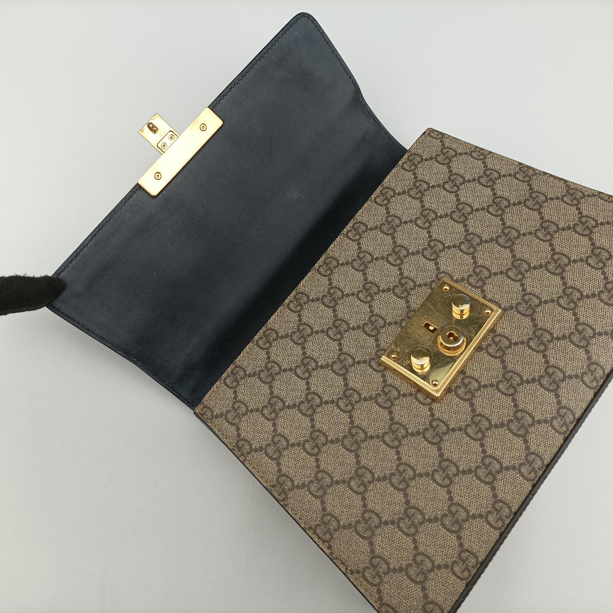 Pre-owned Gucci Padlock Beige×black PVC coated canvas×leather 453188 handbag | stylenewstar