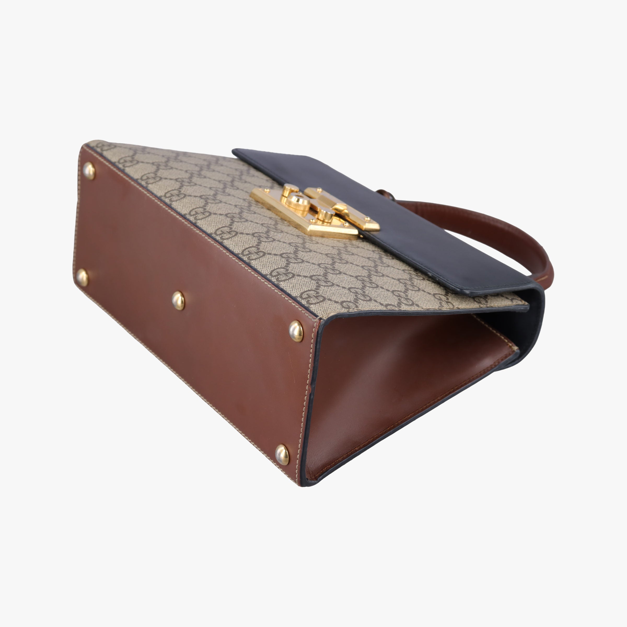Pre-owned Gucci Padlock Beige×black PVC coated canvas×leather 453188 handbag | stylenewstar