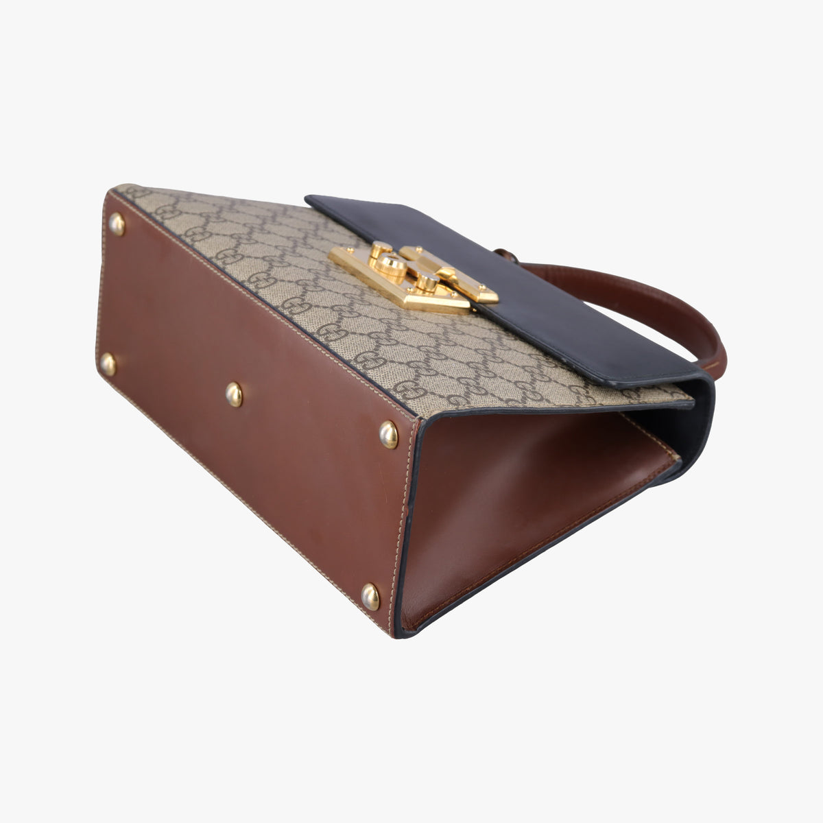 Pre-owned Gucci Padlock Beige×black PVC coated canvas×leather 453188 handbag | stylenewstar