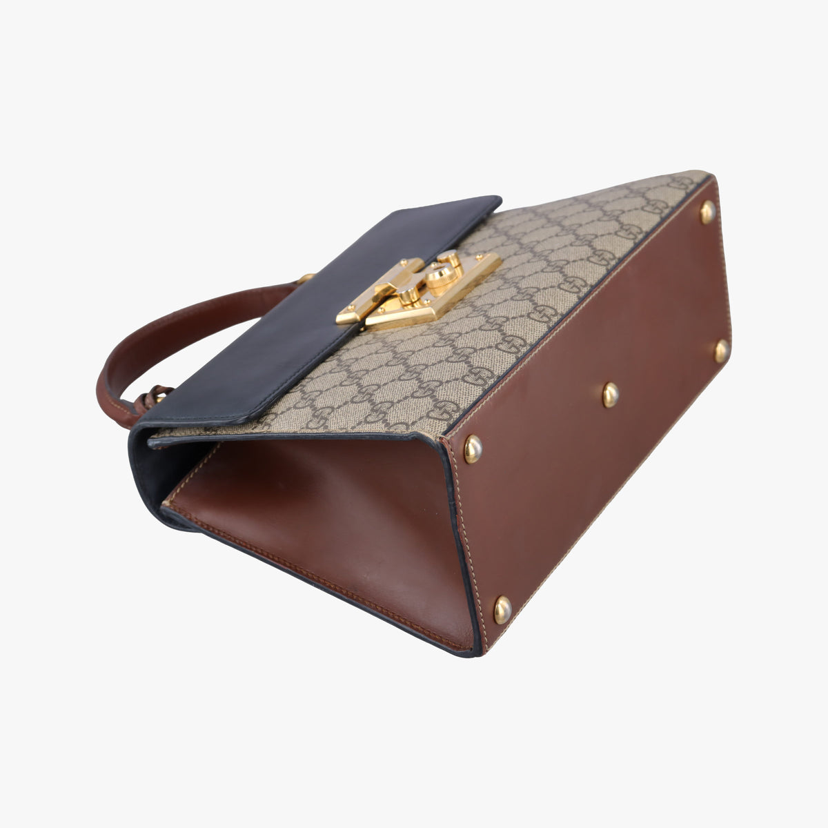 Pre-owned Gucci Padlock Beige×black PVC coated canvas×leather 453188 handbag | stylenewstar