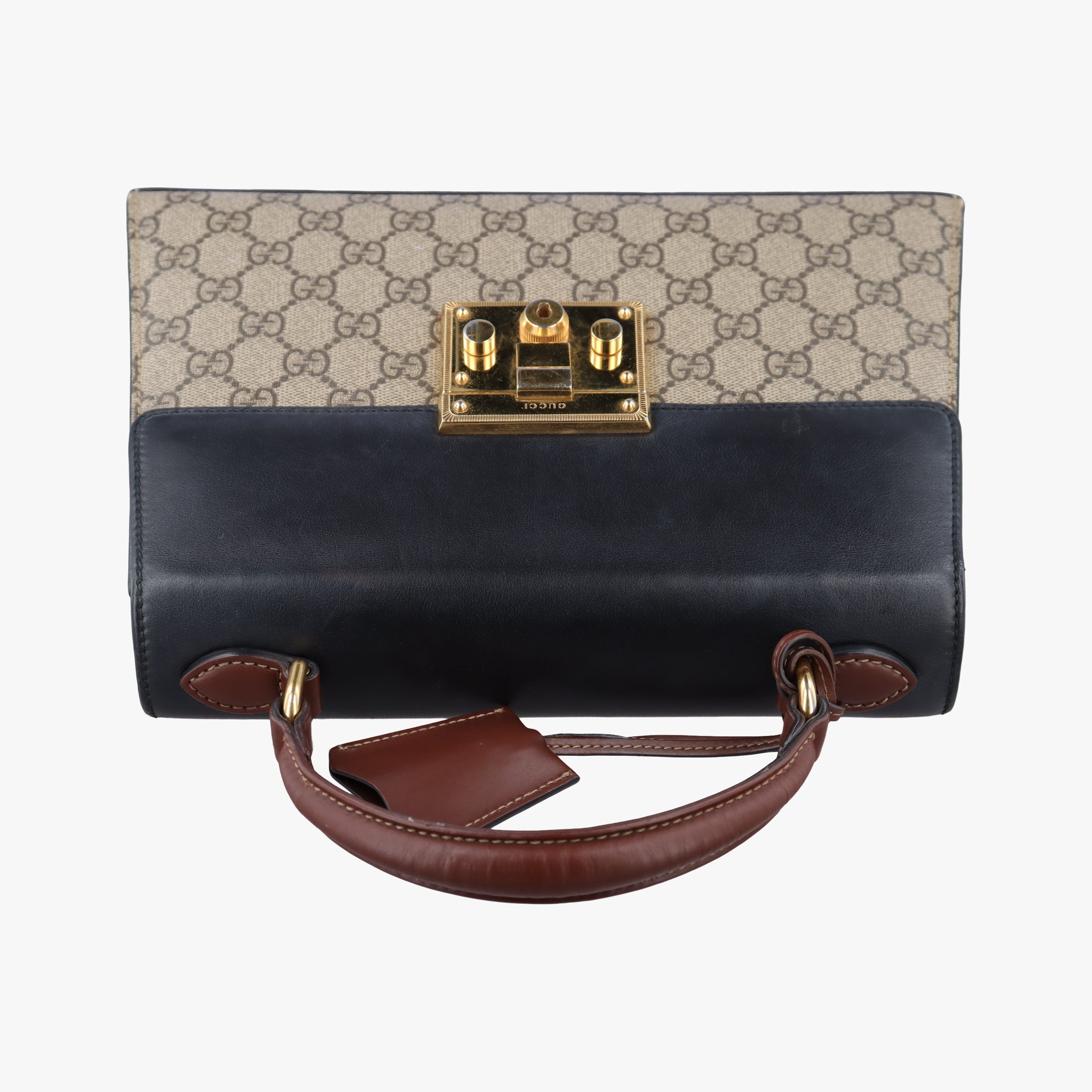 Pre-owned Gucci Padlock Beige×black PVC coated canvas×leather 453188 handbag | stylenewstar
