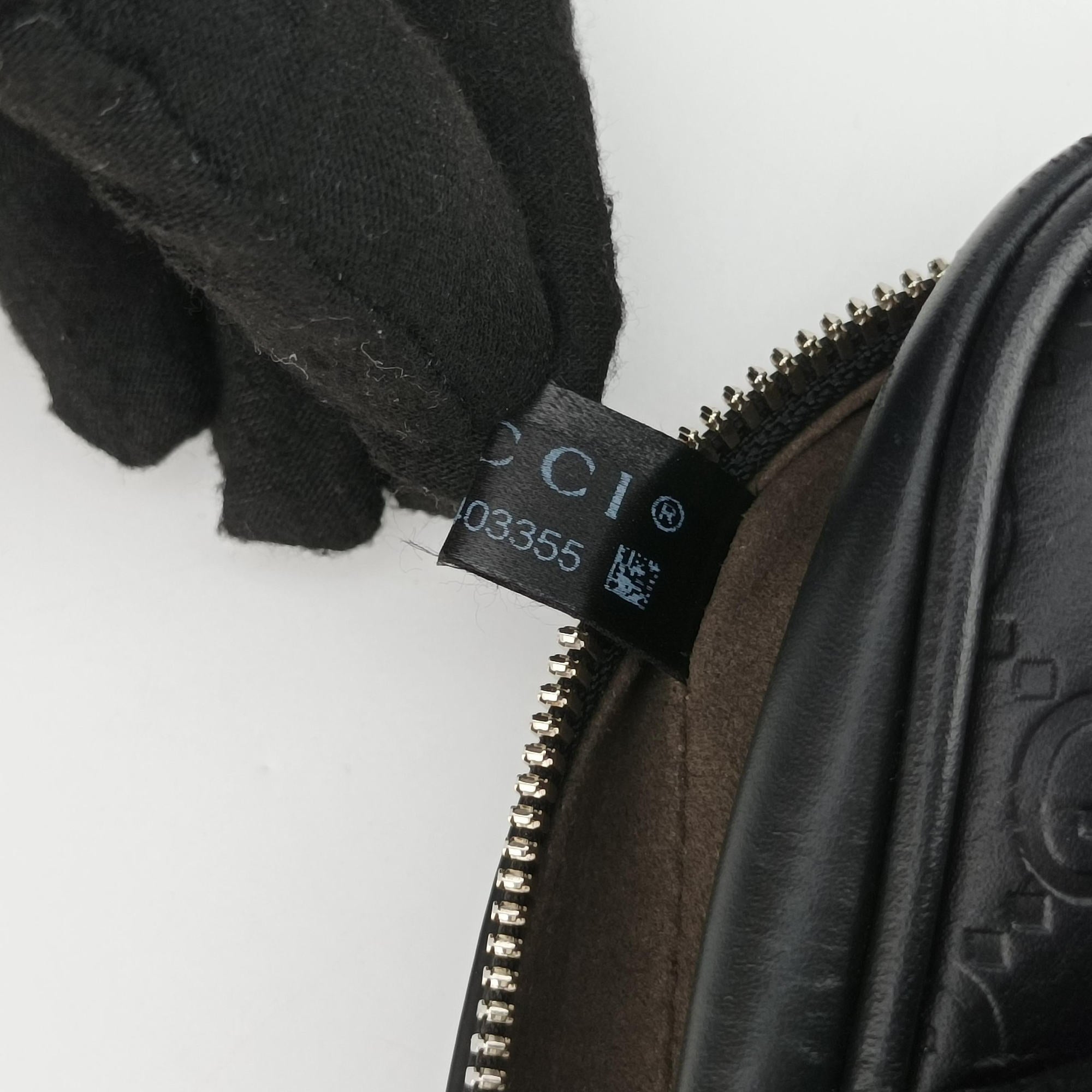 Pre-owned Gucci Stripe Line Black Leather 450970 bum bag/waist bag | stylenewstar