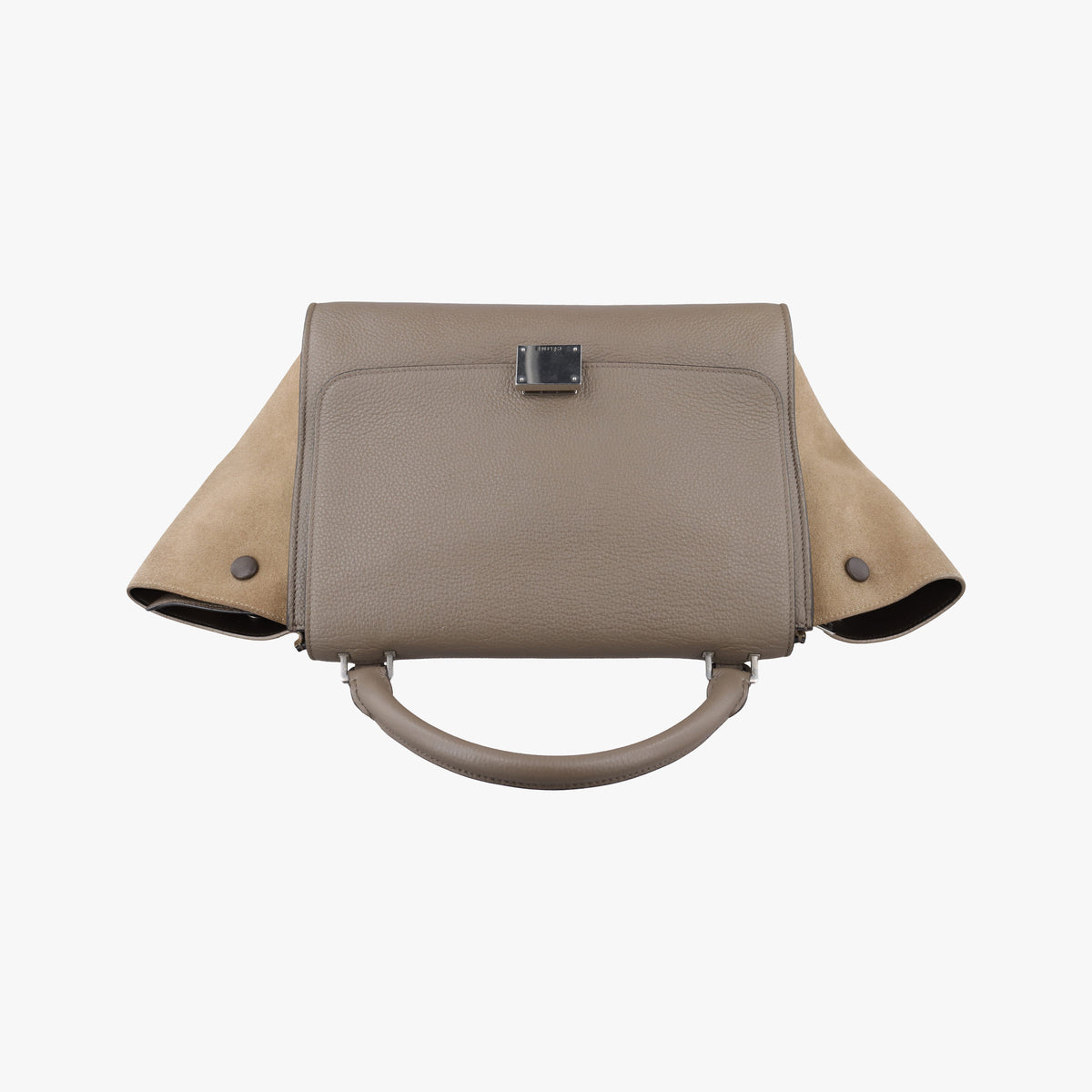 Pre-owned Celine Trapeze Grey Suede × leather  shoulderbag | stylenewstar