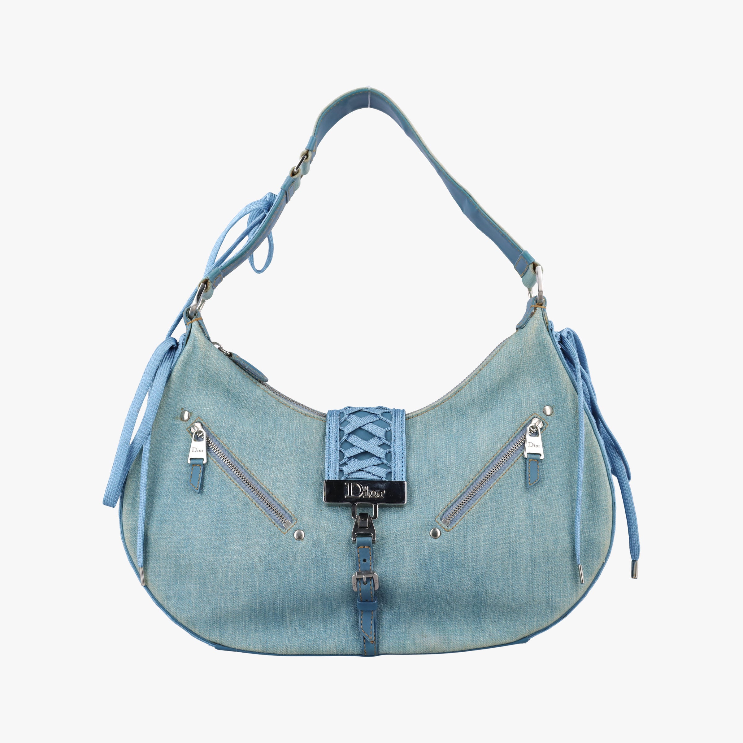 Pre-owned Christian Dior Admit It Blue denim  shoulderbag | stylenewstar