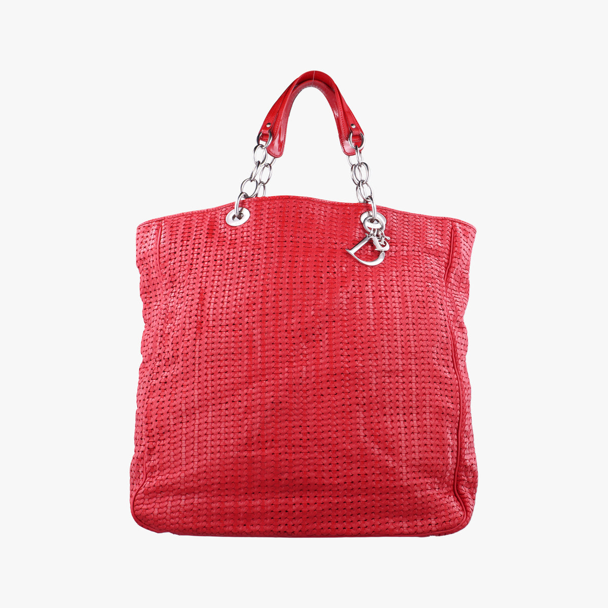 Vintage Christian Dior Soft Lady Dior INTRECCIATO Tote Red lambskin  shoulderbag | stylenewstar