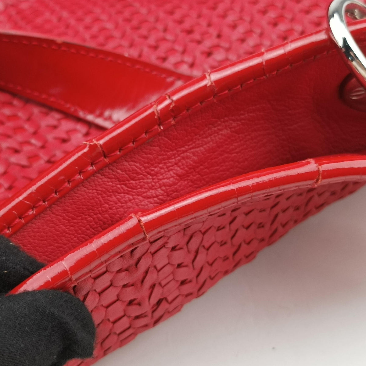 Vintage Christian Dior Soft Lady Dior INTRECCIATO Tote Red lambskin  shoulderbag | stylenewstar