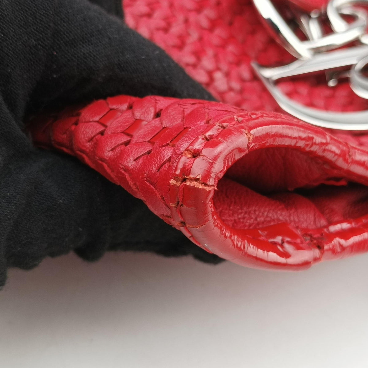 Vintage Christian Dior Soft Lady Dior INTRECCIATO Tote Red lambskin  shoulderbag | stylenewstar