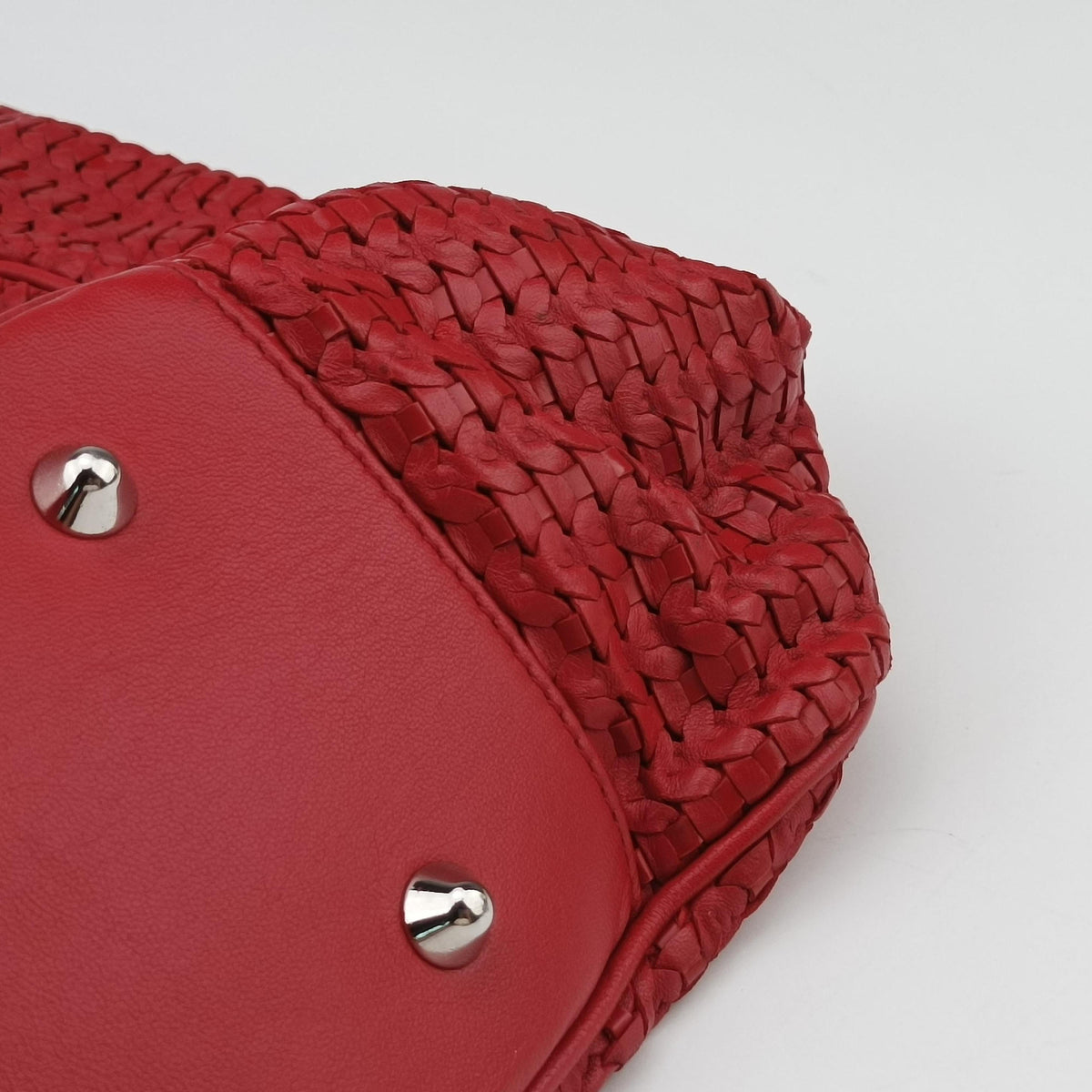 Vintage Christian Dior Soft Lady Dior INTRECCIATO Tote Red lambskin  shoulderbag | stylenewstar