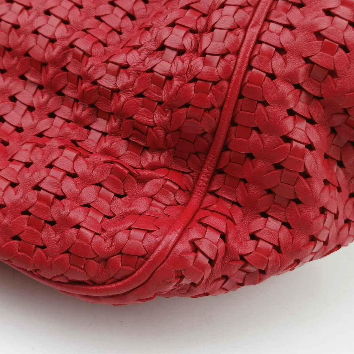 Vintage Christian Dior Soft Lady Dior INTRECCIATO Tote Red lambskin  shoulderbag | stylenewstar