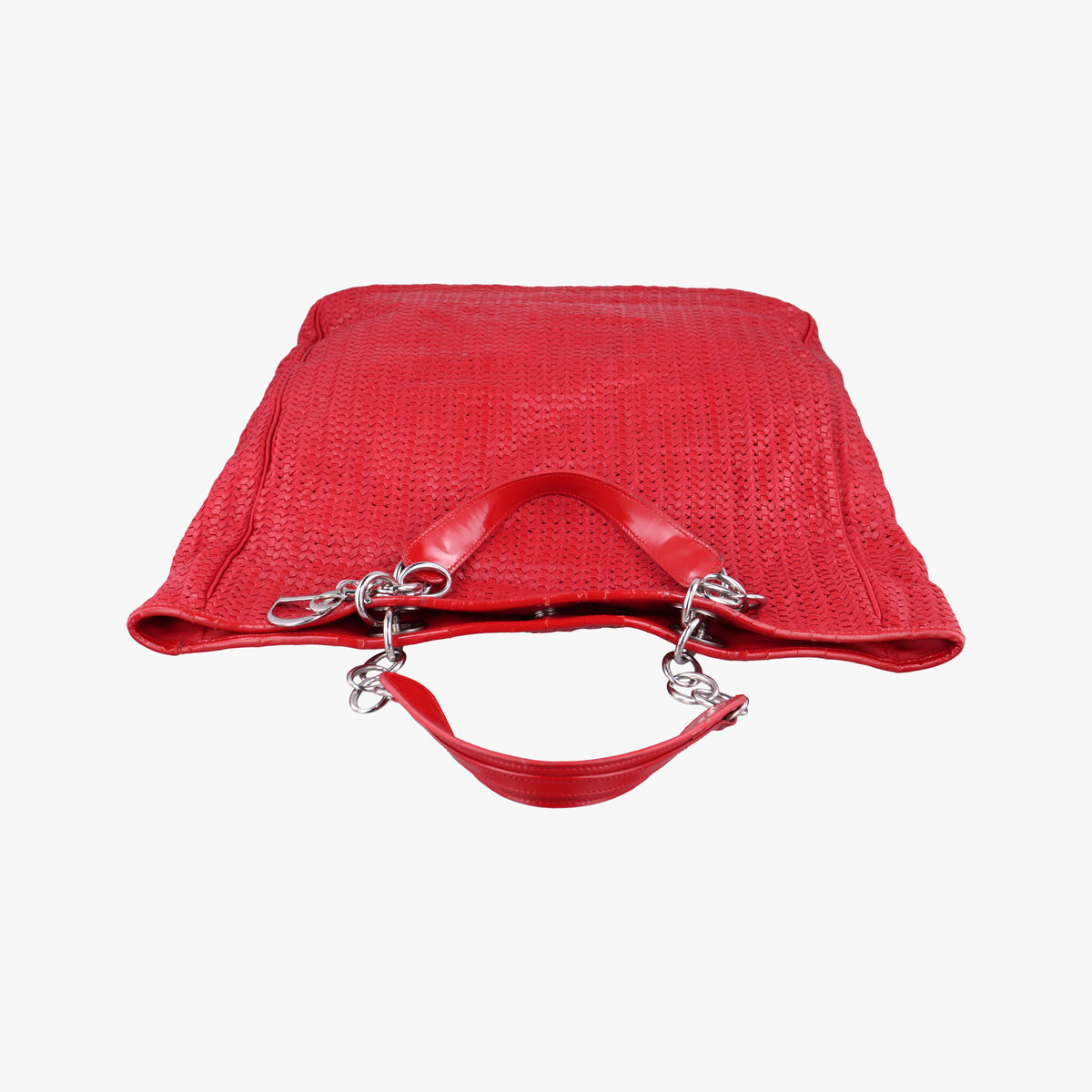 Vintage Christian Dior Soft Lady Dior INTRECCIATO Tote Red lambskin  shoulderbag | stylenewstar