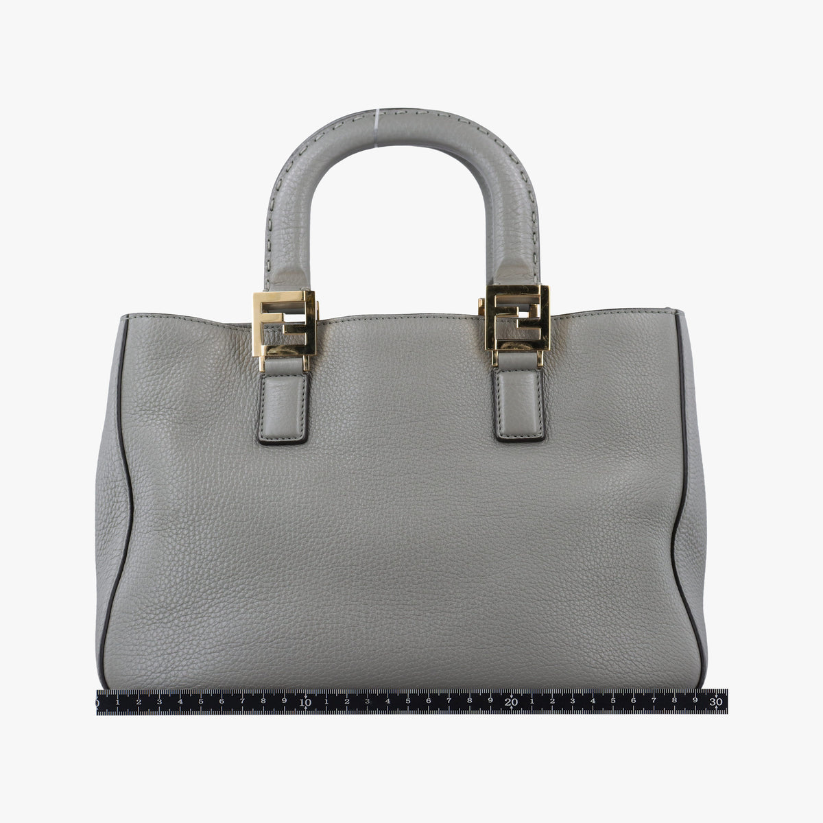 Pre-owned Fendi FF Logo Gloria Grey Leather 8BH367 shoulderbag | stylenewstar