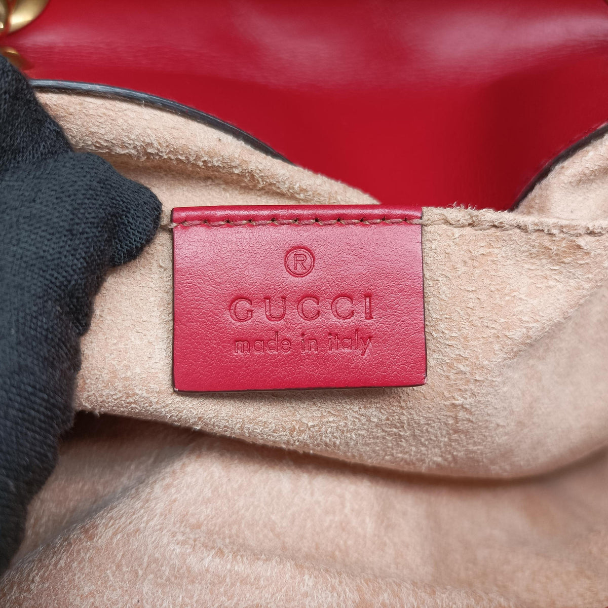 Pre-owned Gucci GG Marmont Red Leather 446744 shoulderbag | stylenewstar