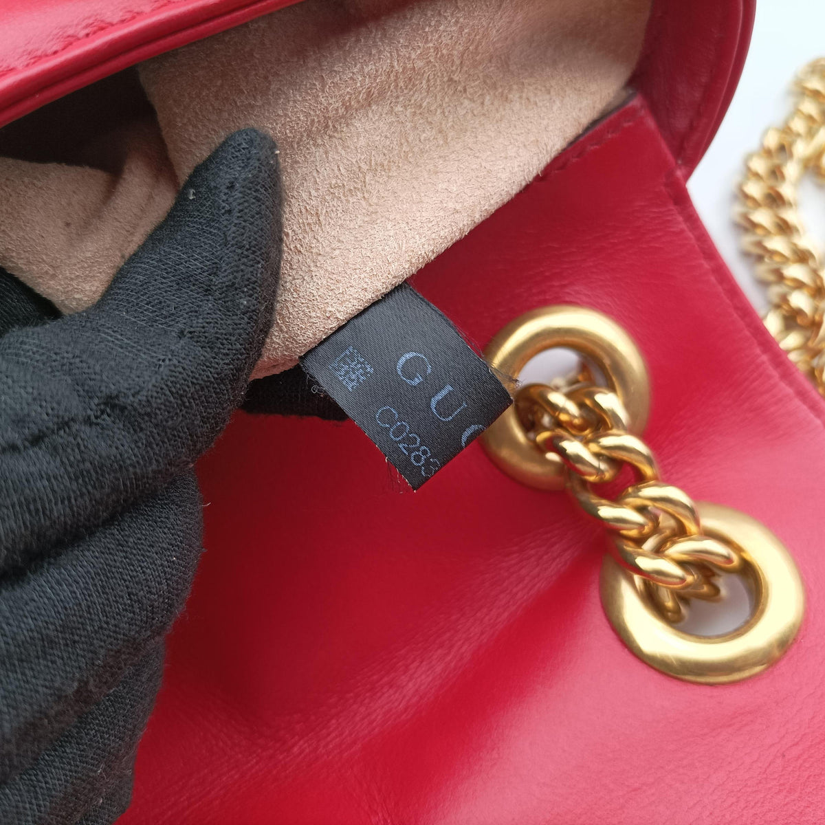 Pre-owned Gucci GG Marmont Red Leather 446744 shoulderbag | stylenewstar
