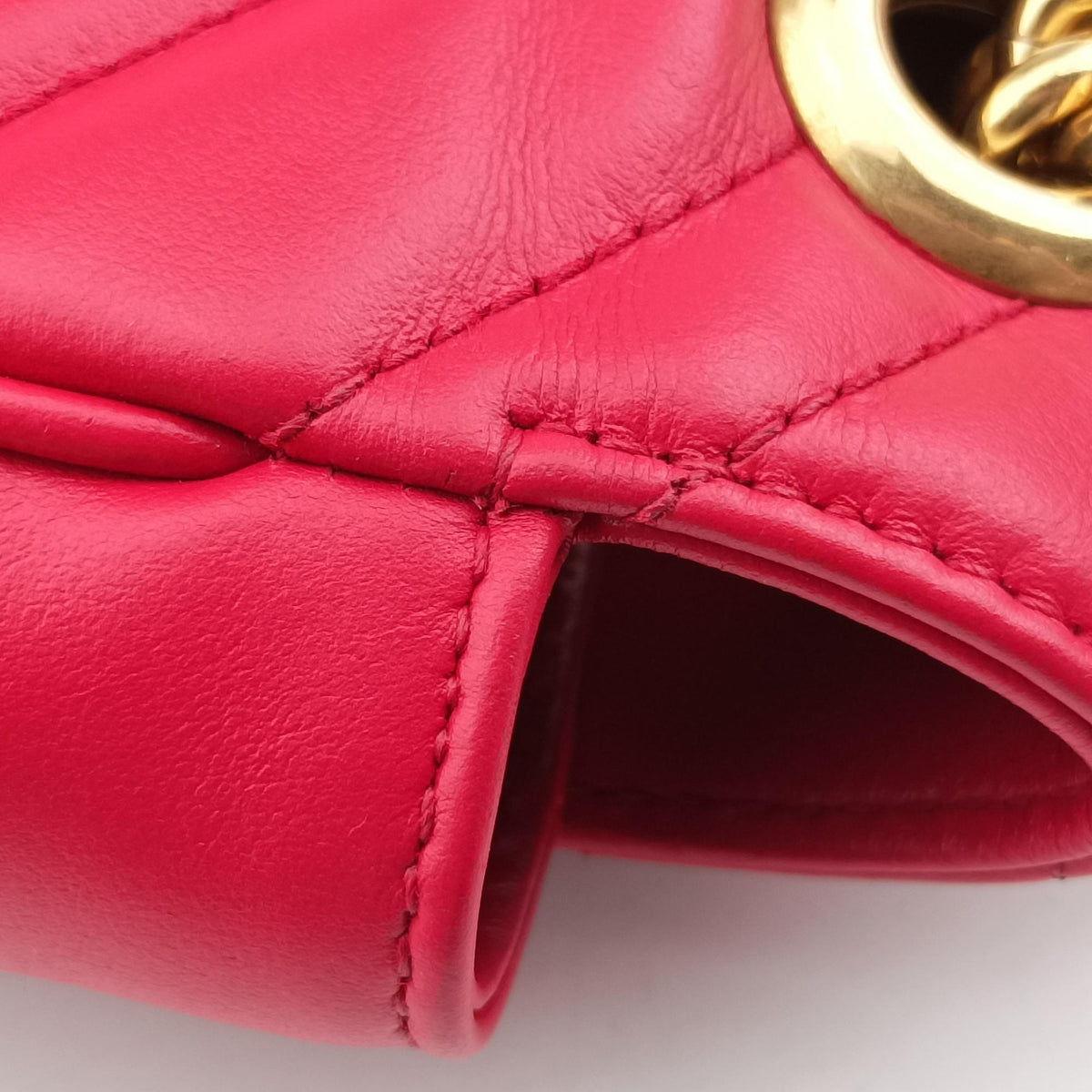 Pre-owned Gucci GG Marmont Red Leather 446744 shoulderbag | stylenewstar
