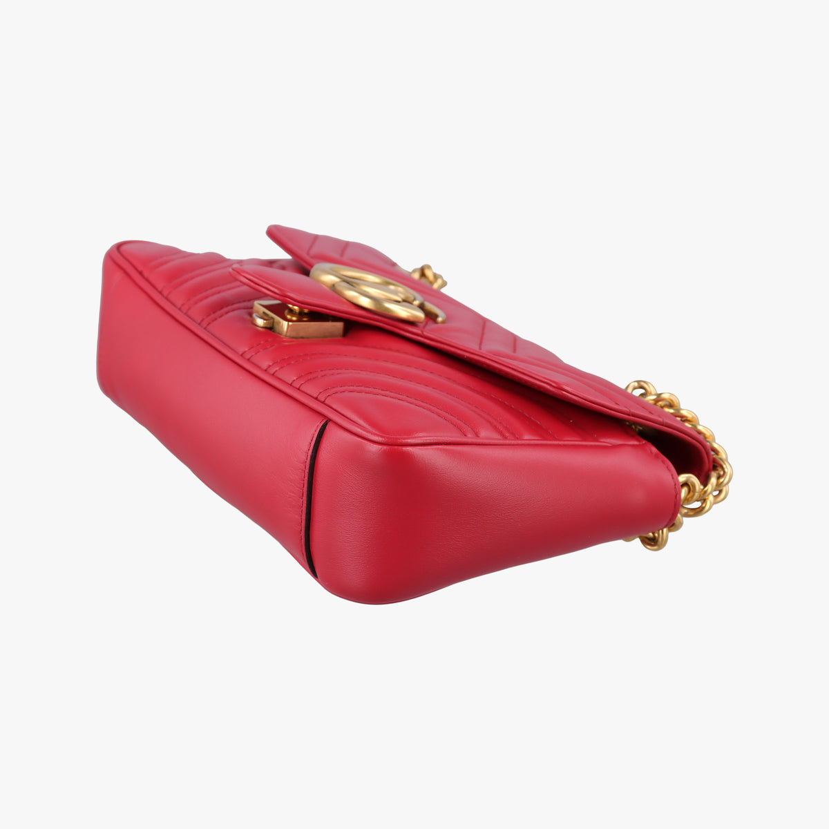 Pre-owned Gucci GG Marmont Red Leather 446744 shoulderbag | stylenewstar