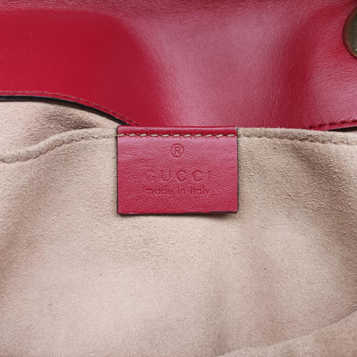 Pre-owned Gucci GG Marmont Red Leather 446744 shoulderbag | stylenewstar