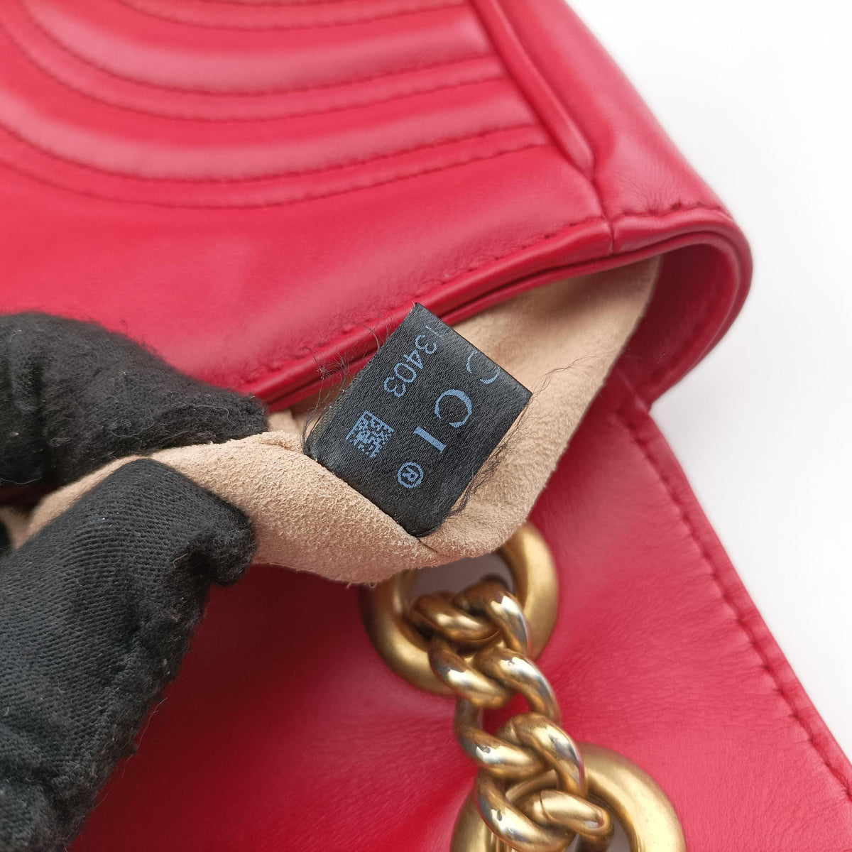 Pre-owned Gucci GG Marmont Red Leather 446744 shoulderbag | stylenewstar