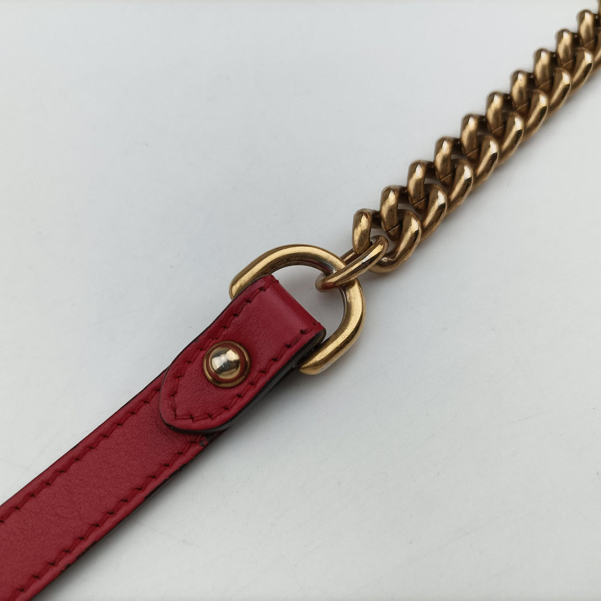 Pre-owned Gucci GG Marmont Red Leather 446744 shoulderbag | stylenewstar