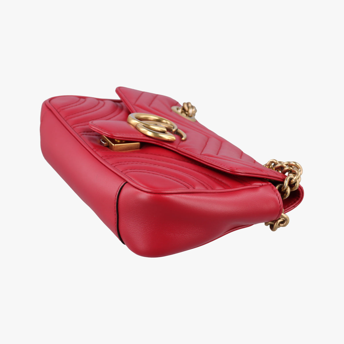 Pre-owned Gucci GG Marmont Red Leather 446744 shoulderbag | stylenewstar