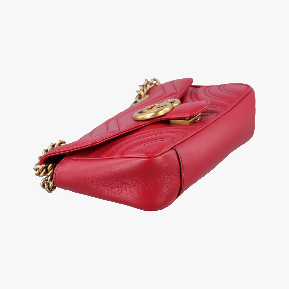 Pre-owned Gucci GG Marmont Red Leather 446744 shoulderbag | stylenewstar