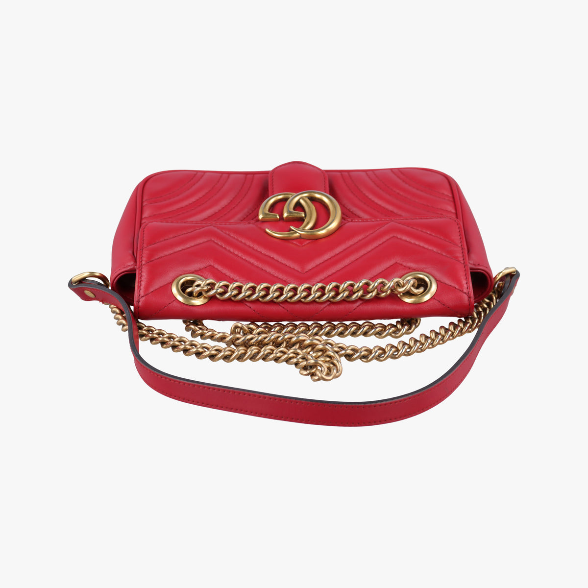 Pre-owned Gucci GG Marmont Red Leather 446744 shoulderbag | stylenewstar