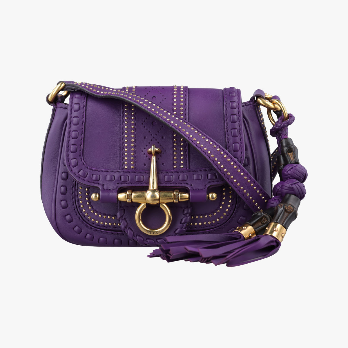 Pre-owned Gucci Snaffle Bit Purple Leather 263956 shoulderbag | stylenewstar