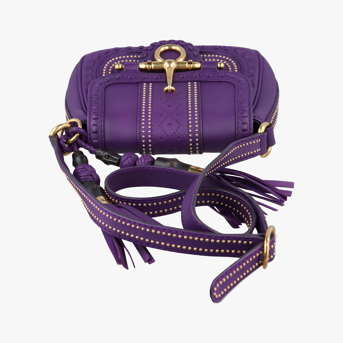 Pre-owned Gucci Snaffle Bit Purple Leather 263956 shoulderbag | stylenewstar