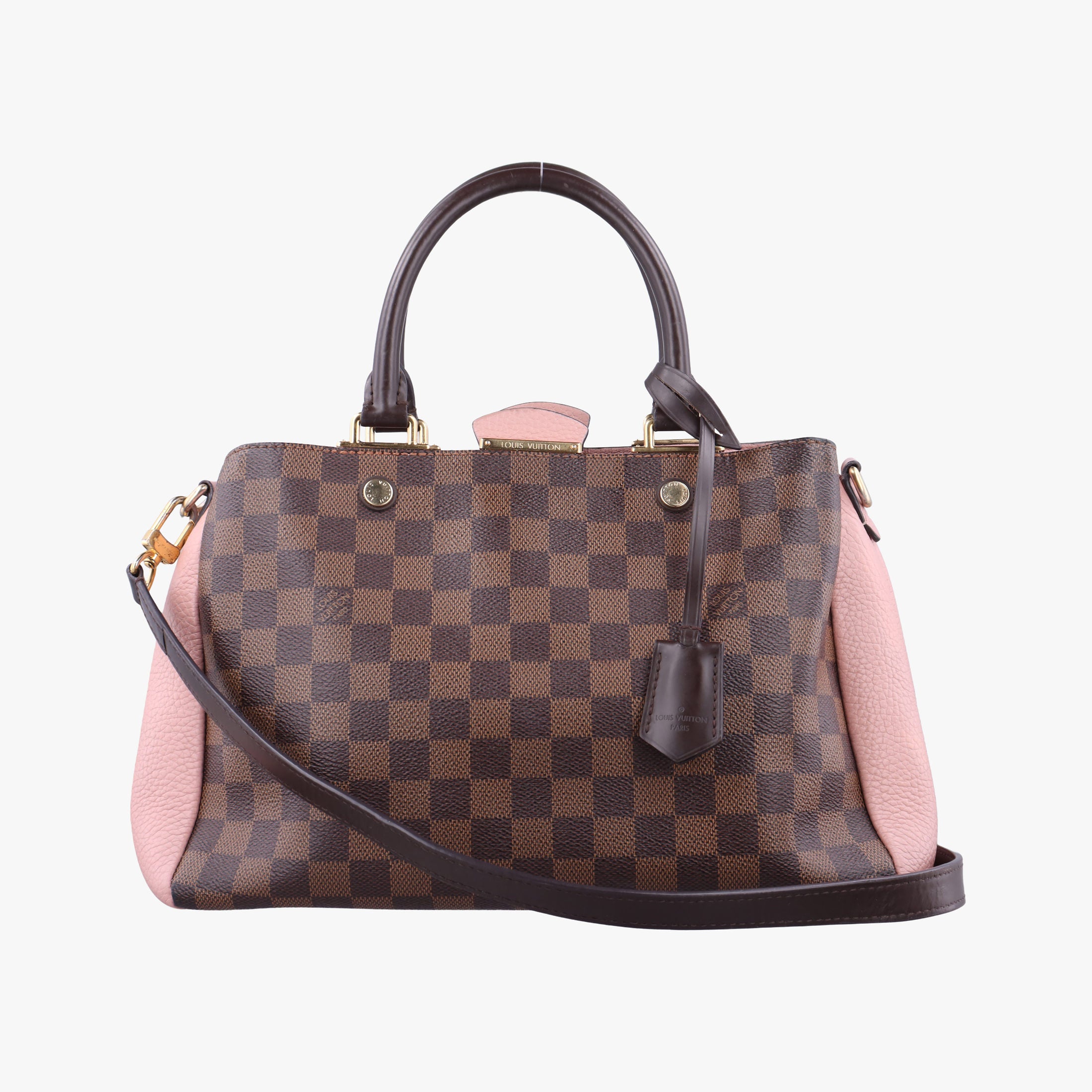 Pre-owned Louis Vuitton Brittany EBENE×Magnolia Damier Canvas×calf leather N41674 shoulderbag | stylenewstar