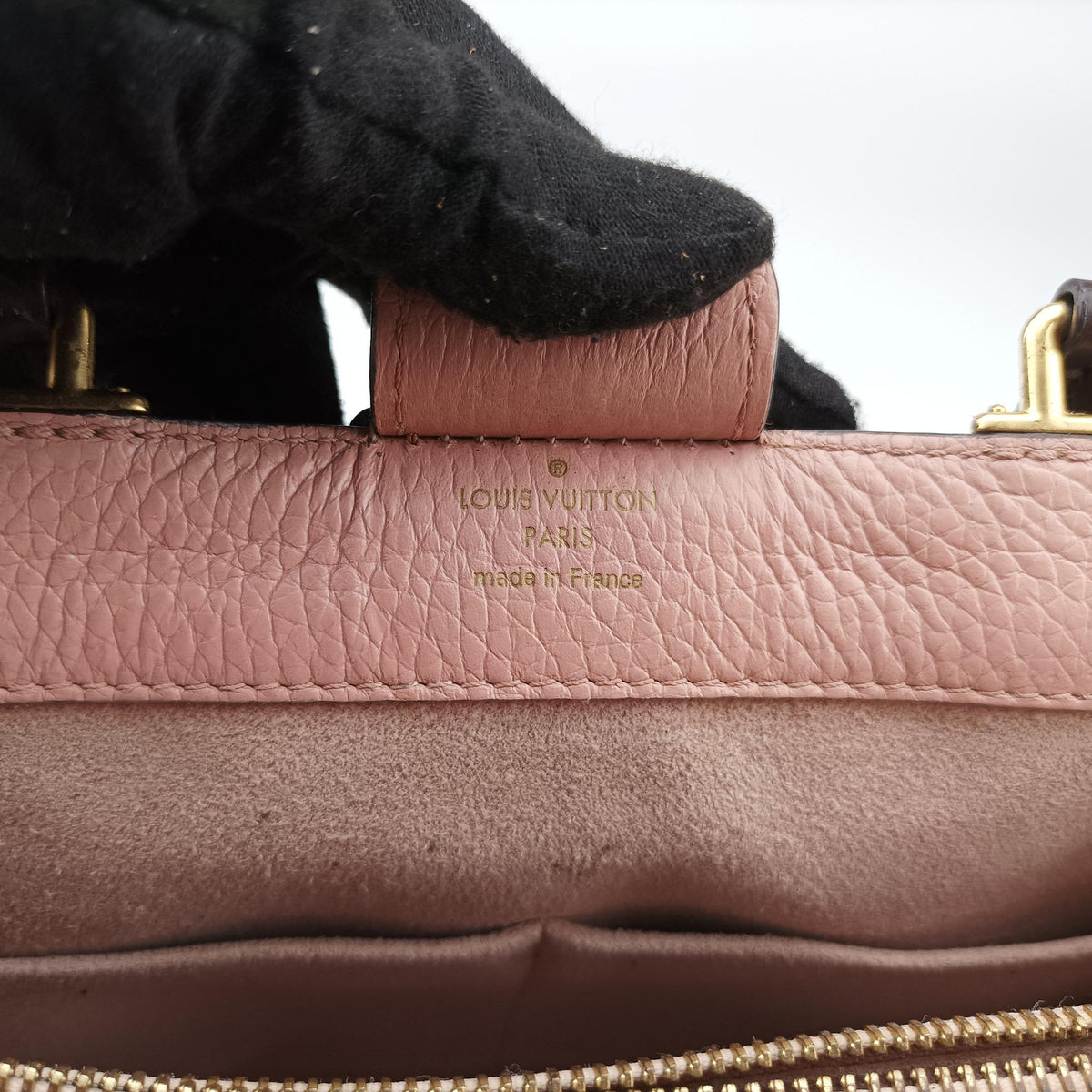 Pre-owned Louis Vuitton Brittany EBENE×Magnolia Damier Canvas×calf leather N41674 shoulderbag | stylenewstar