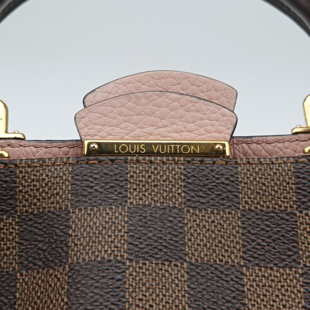 Pre-owned Louis Vuitton Brittany EBENE×Magnolia Damier Canvas×calf leather N41674 shoulderbag | stylenewstar
