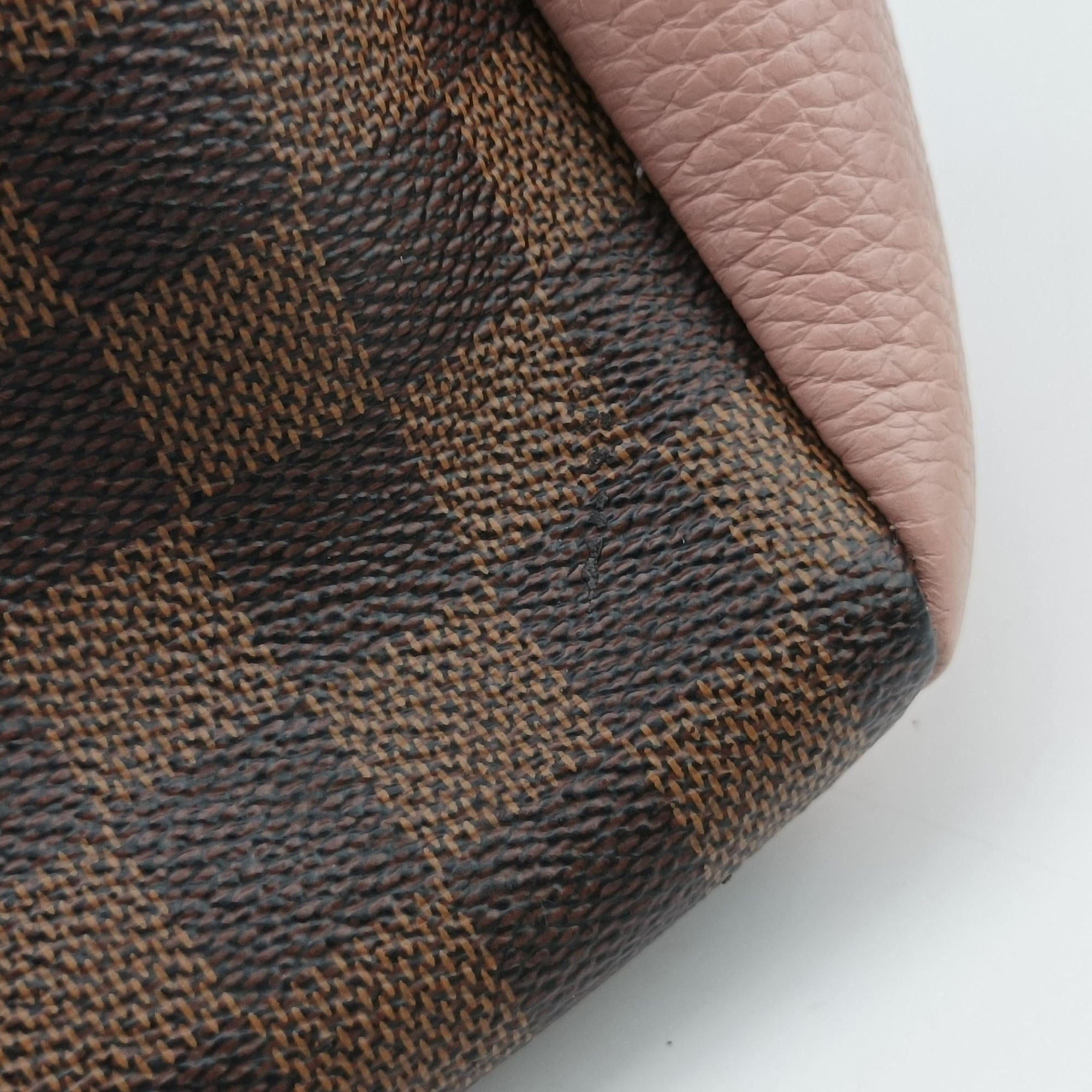 Pre-owned Louis Vuitton Brittany EBENE×Magnolia Damier Canvas×calf leather N41674 shoulderbag | stylenewstar