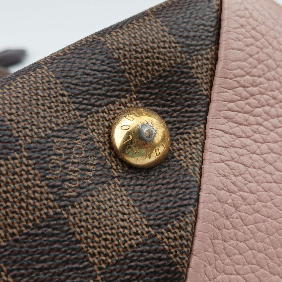 Pre-owned Louis Vuitton Brittany EBENE×Magnolia Damier Canvas×calf leather N41674 shoulderbag | stylenewstar