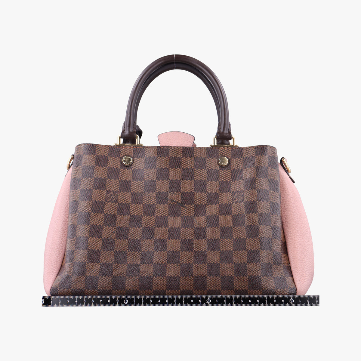 Pre-owned Louis Vuitton Brittany EBENE×Magnolia Damier Canvas×calf leather N41674 shoulderbag | stylenewstar