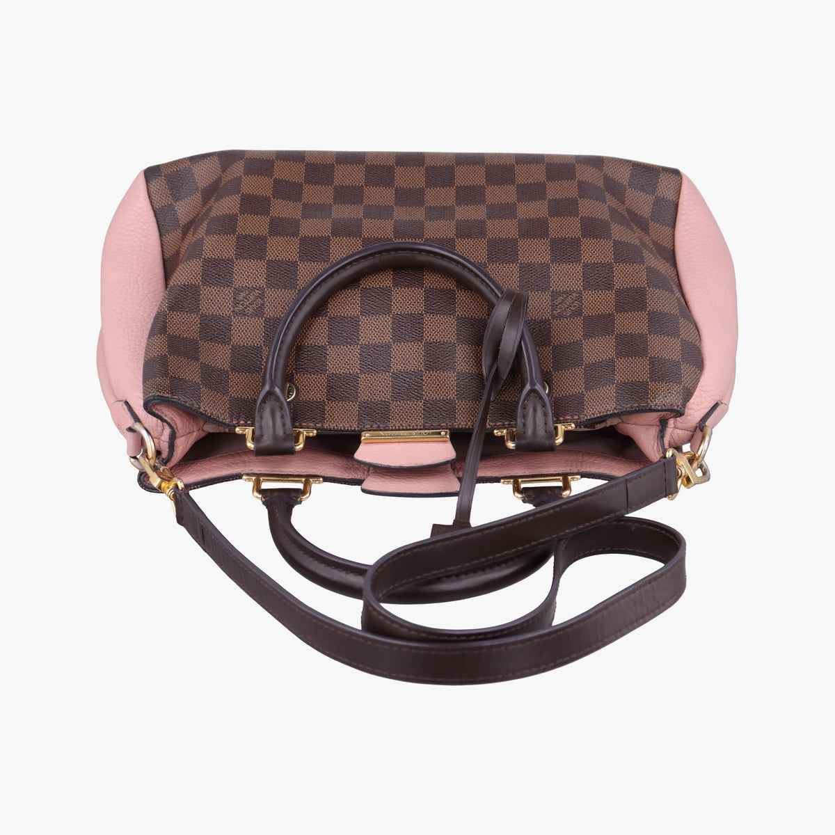 Pre-owned Louis Vuitton Brittany EBENE×Magnolia Damier Canvas×calf leather N41674 shoulderbag | stylenewstar