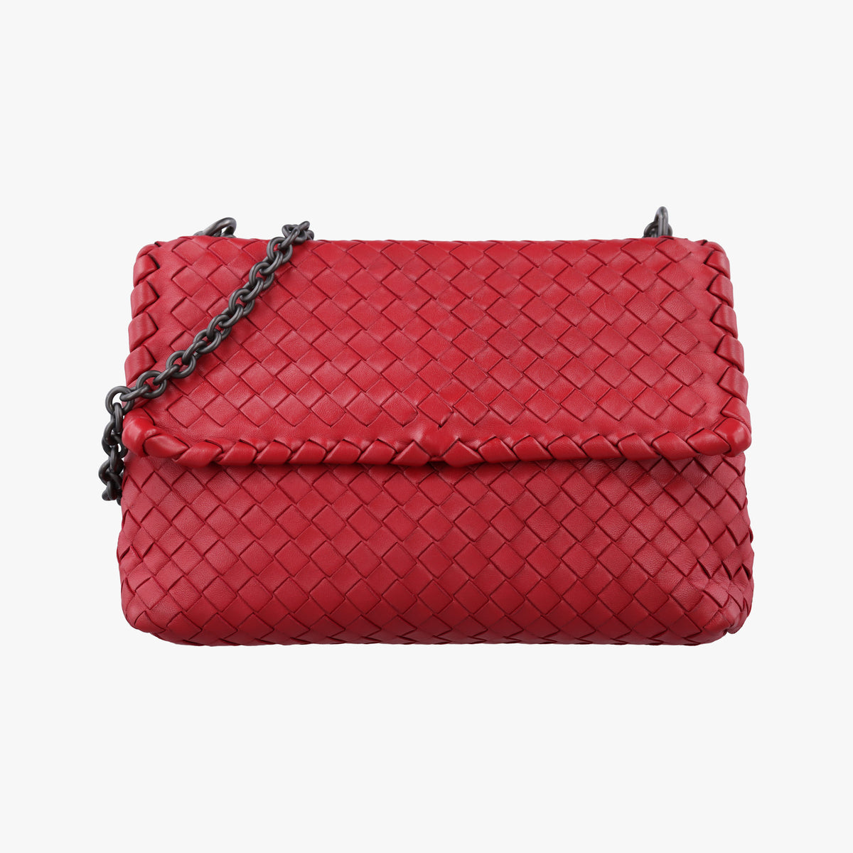 Pre-owned Bottega Veneta Intrecciato Olimpia Red lambskin  shoulderbag | stylenewstar