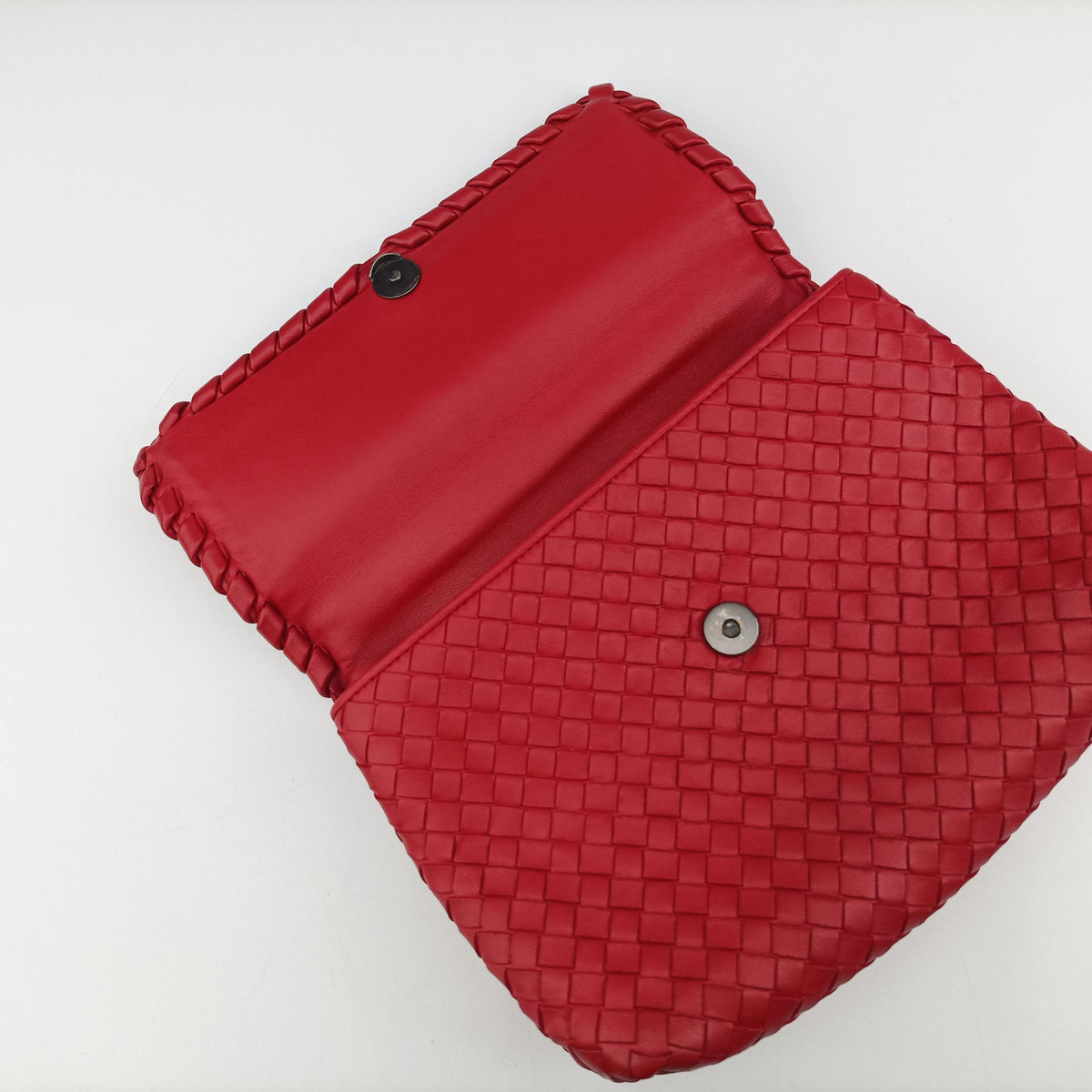 Pre-owned Bottega Veneta Intrecciato Olimpia Red lambskin  shoulderbag | stylenewstar