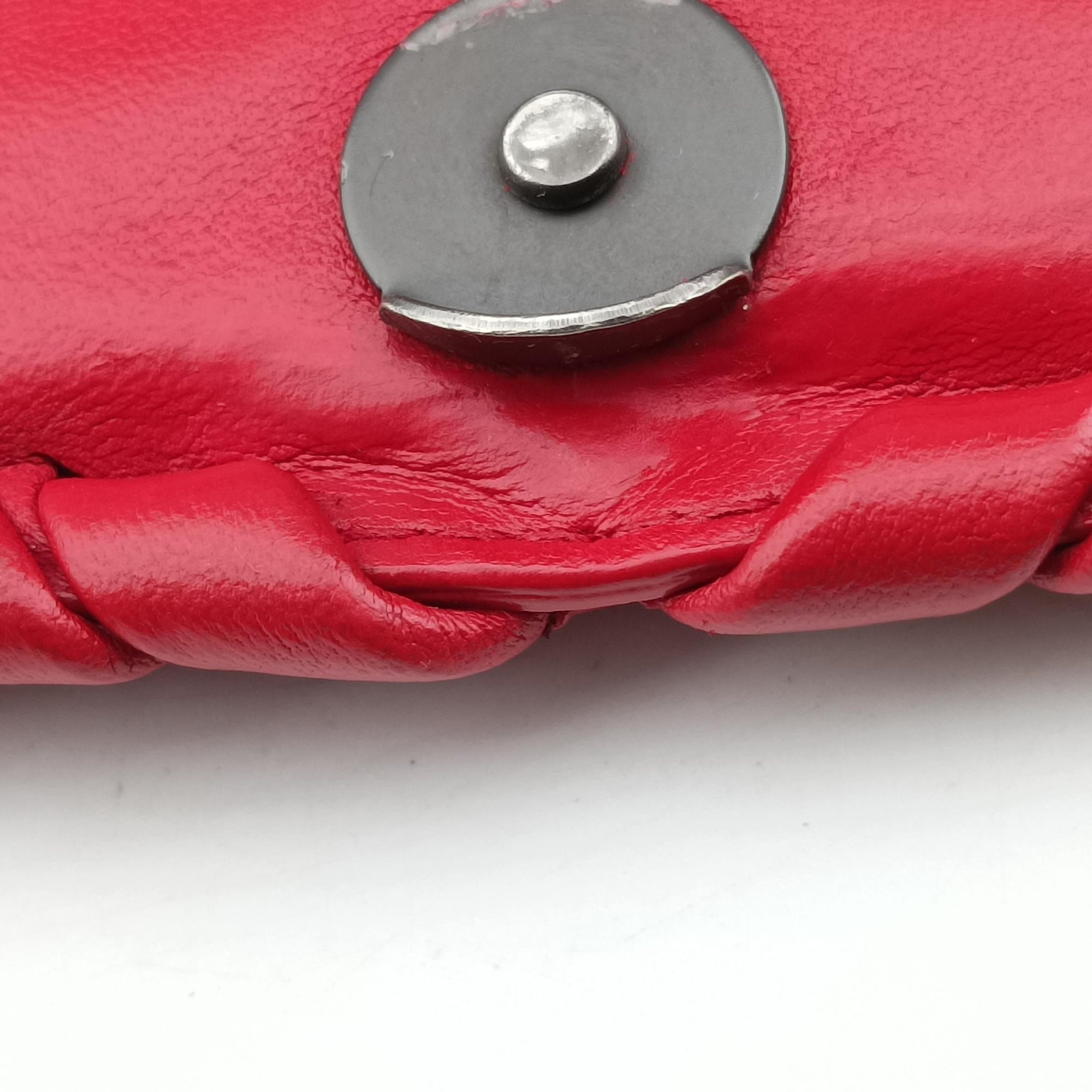 Pre-owned Bottega Veneta Intrecciato Olimpia Red lambskin  shoulderbag | stylenewstar