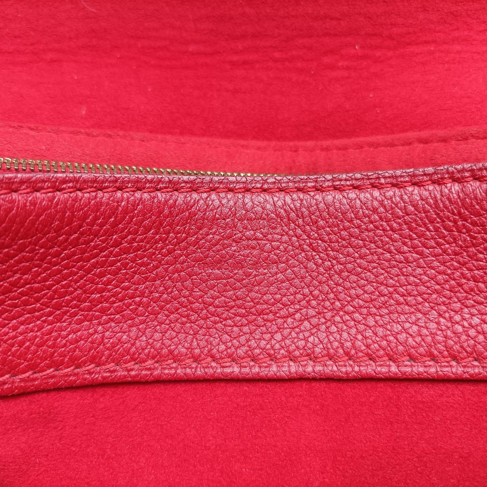 Pre-owned Louis Vuitton PALLAS Chain Brown×CERISE Monogram Canvas×calf leather M41201 shoulderbag | stylenewstar