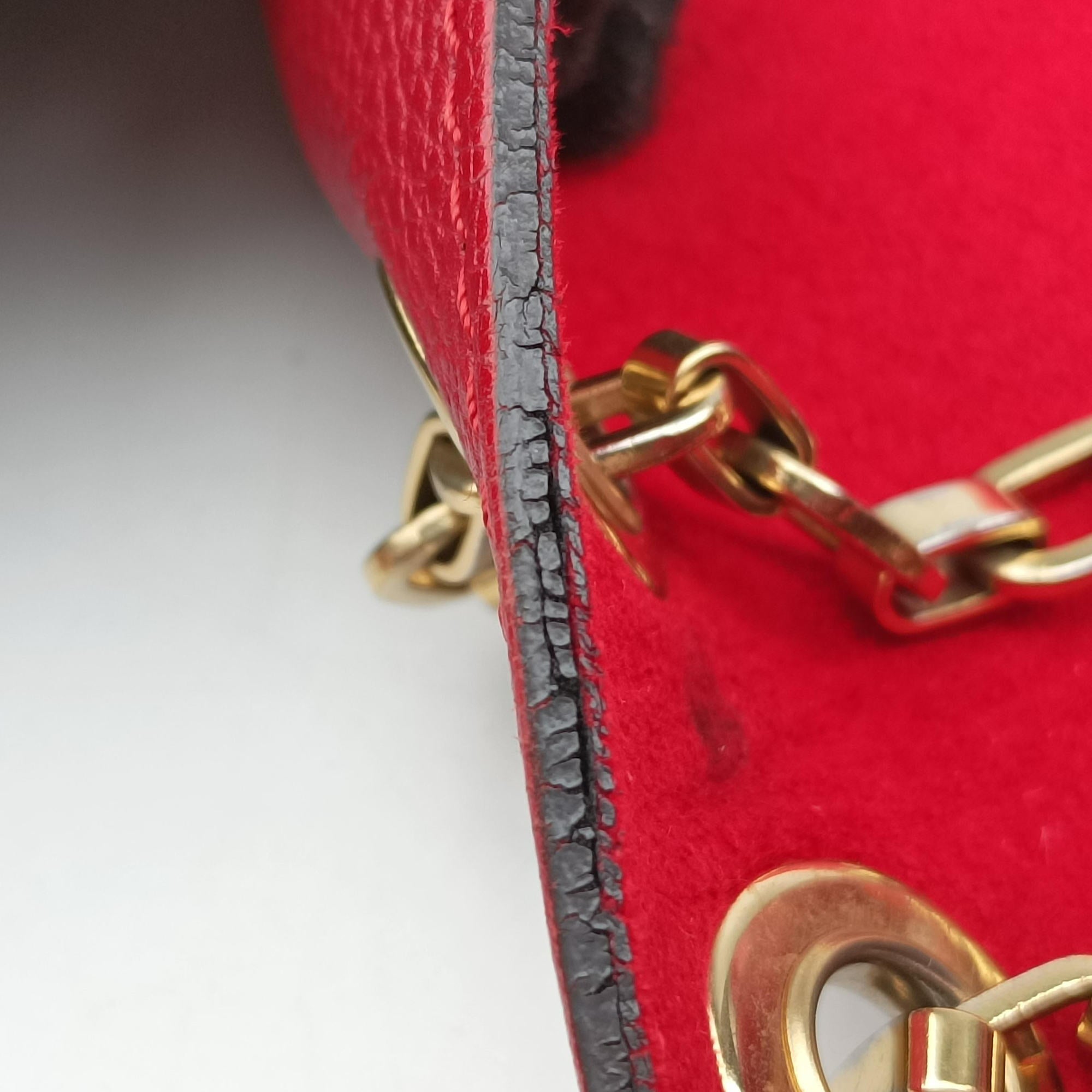 Pre-owned Louis Vuitton PALLAS Chain Brown×CERISE Monogram Canvas×calf leather M41201 shoulderbag | stylenewstar