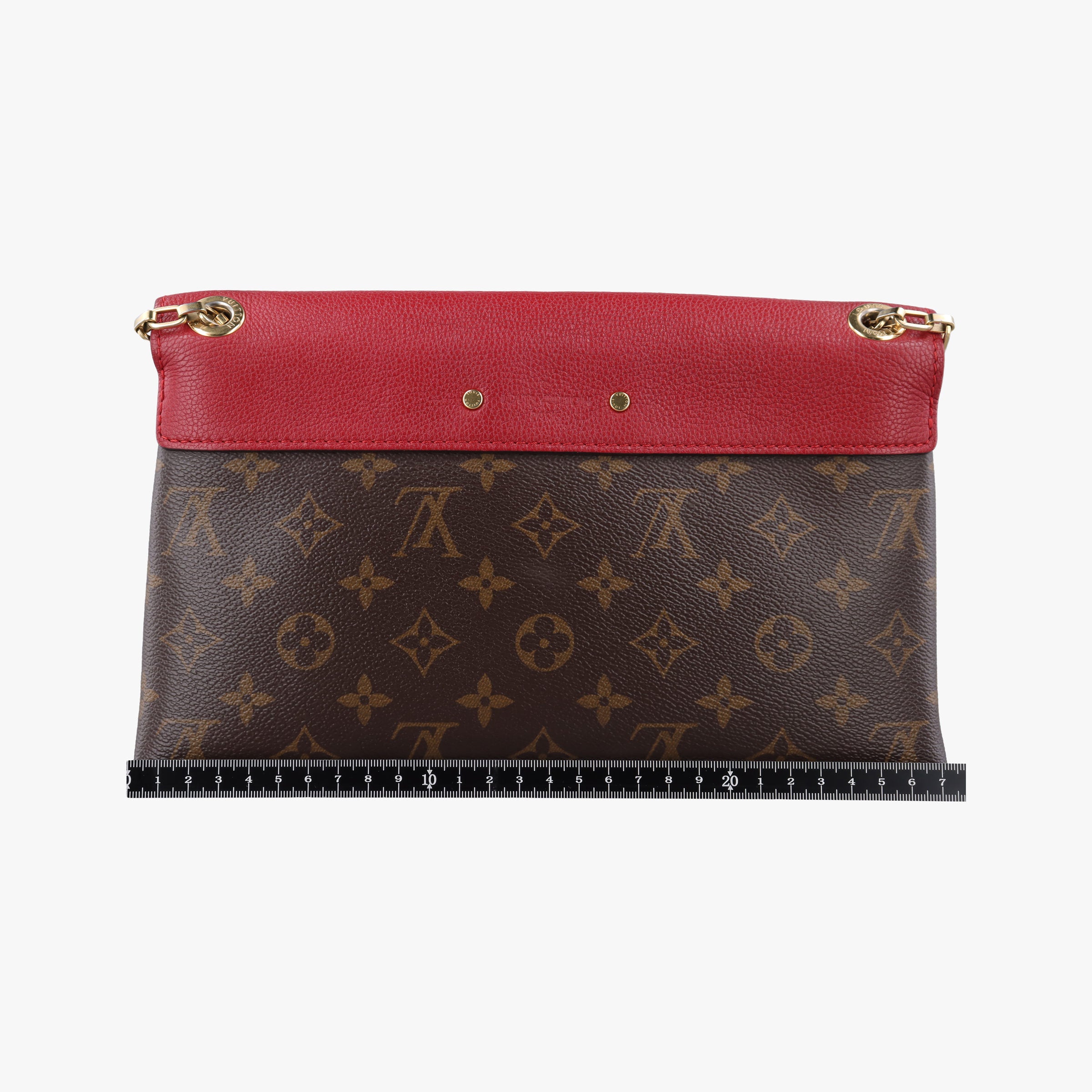 Pre-owned Louis Vuitton PALLAS Chain Brown×CERISE Monogram Canvas×calf leather M41201 shoulderbag | stylenewstar