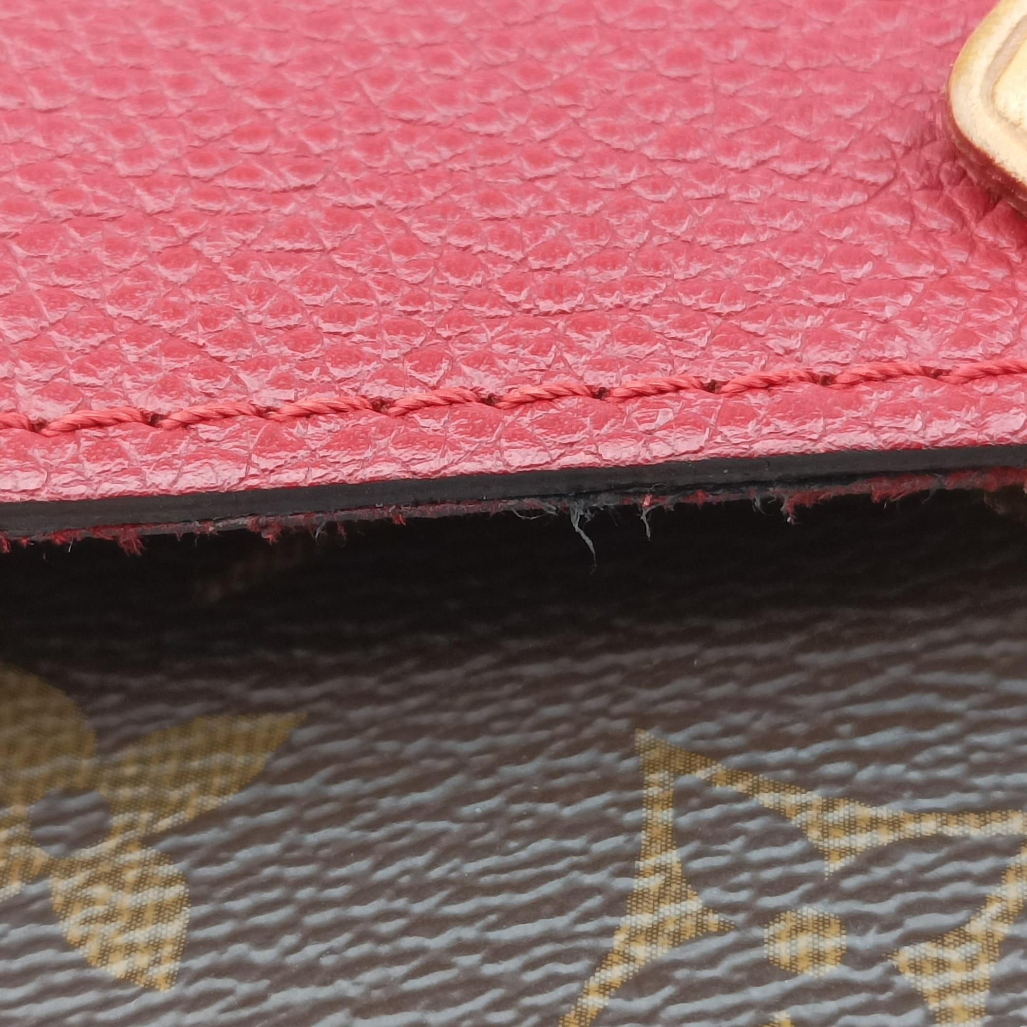 Pre-owned Louis Vuitton PALLAS Chain Brown×CERISE Monogram Canvas×calf leather M41201 shoulderbag | stylenewstar
