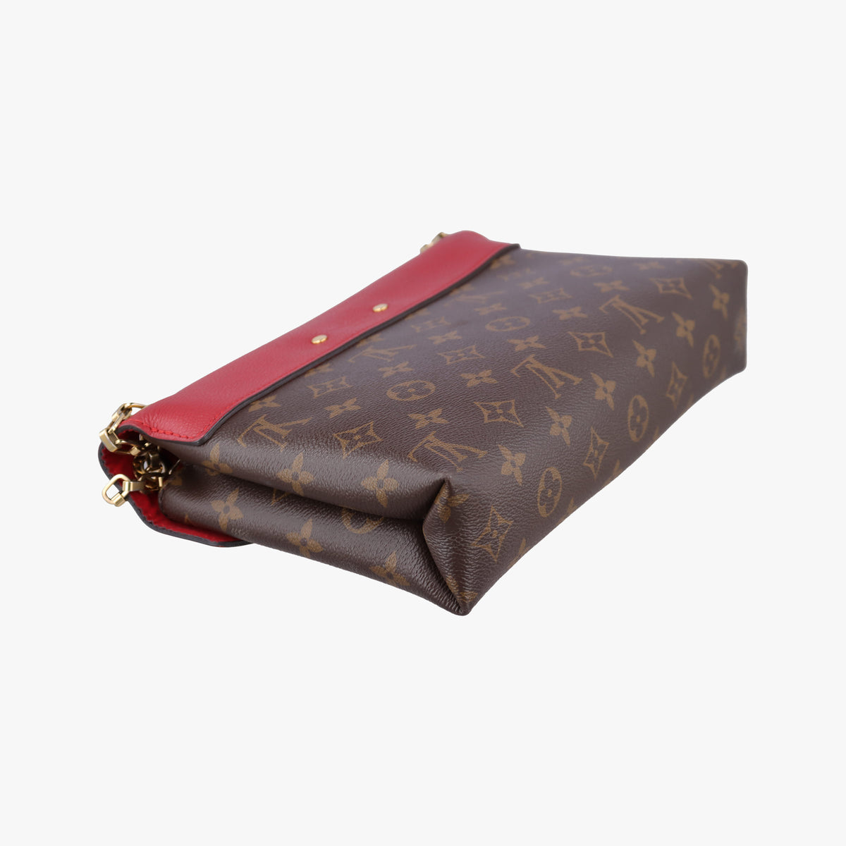 Pre-owned Louis Vuitton PALLAS Chain Brown×CERISE Monogram Canvas×calf leather M41201 shoulderbag | stylenewstar
