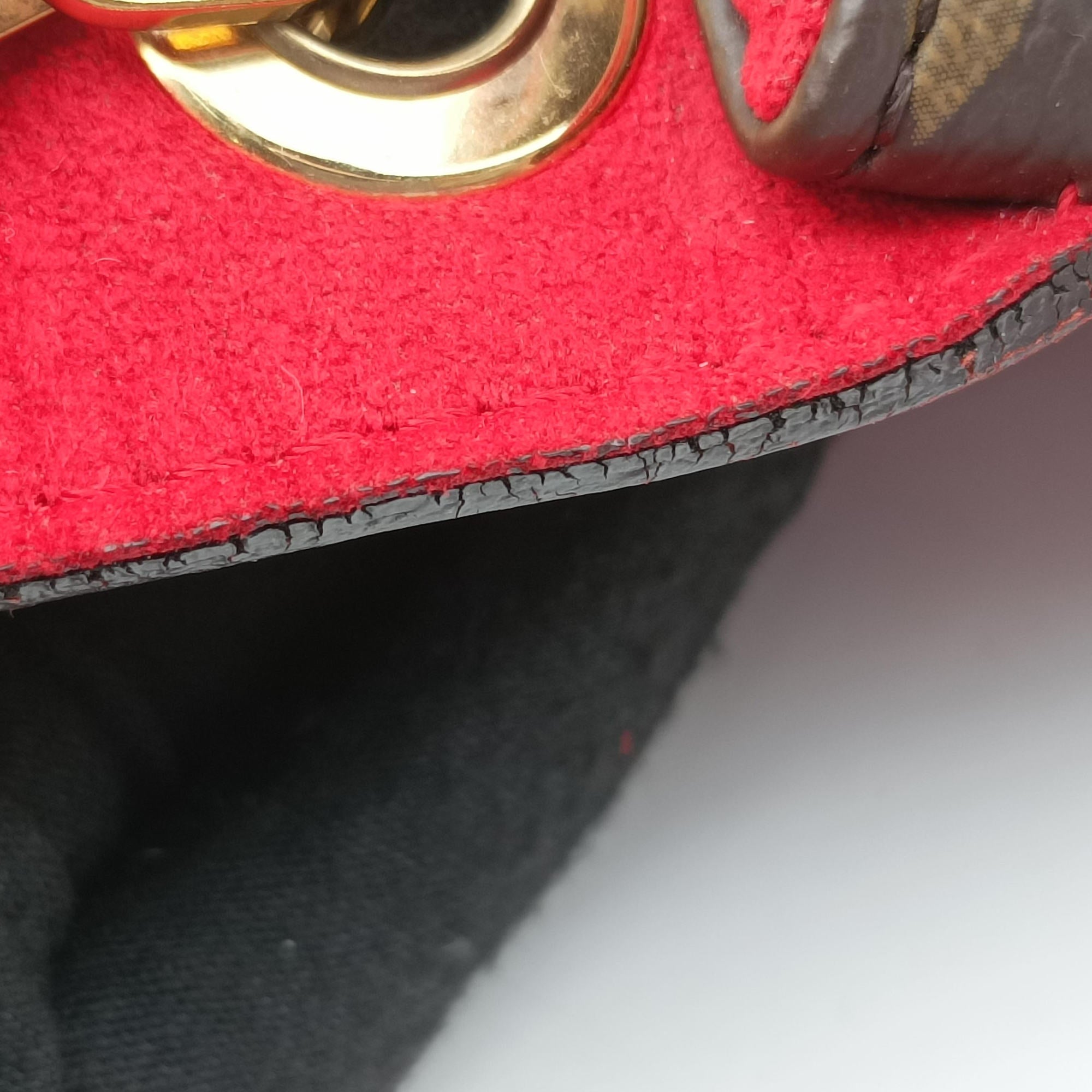 Secondhand Louis Vuitton PALLAS Chain Brown×CERISE Monogram Canvas×calf leather M41201 shoulderbag | stylenewstar