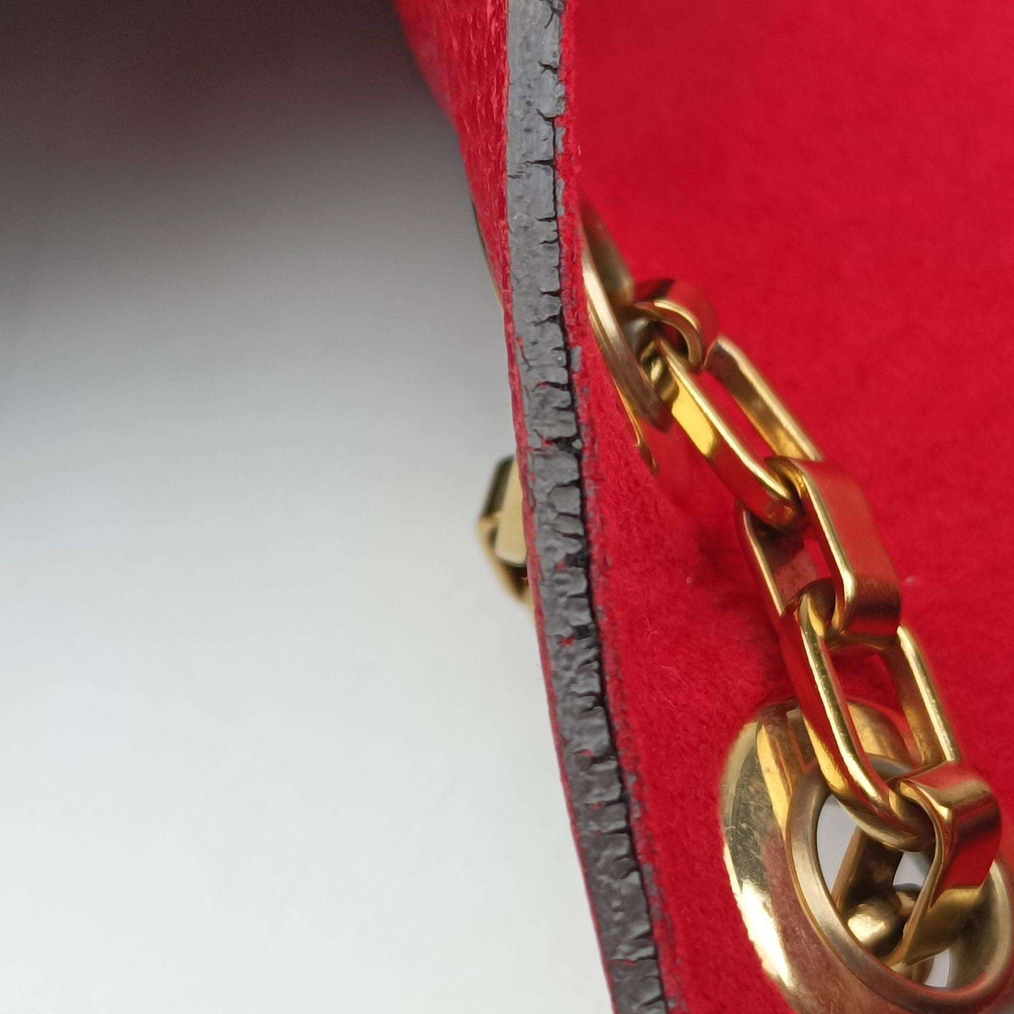 Secondhand Louis Vuitton PALLAS Chain Brown×CERISE Monogram Canvas×calf leather M41201 shoulderbag | stylenewstar