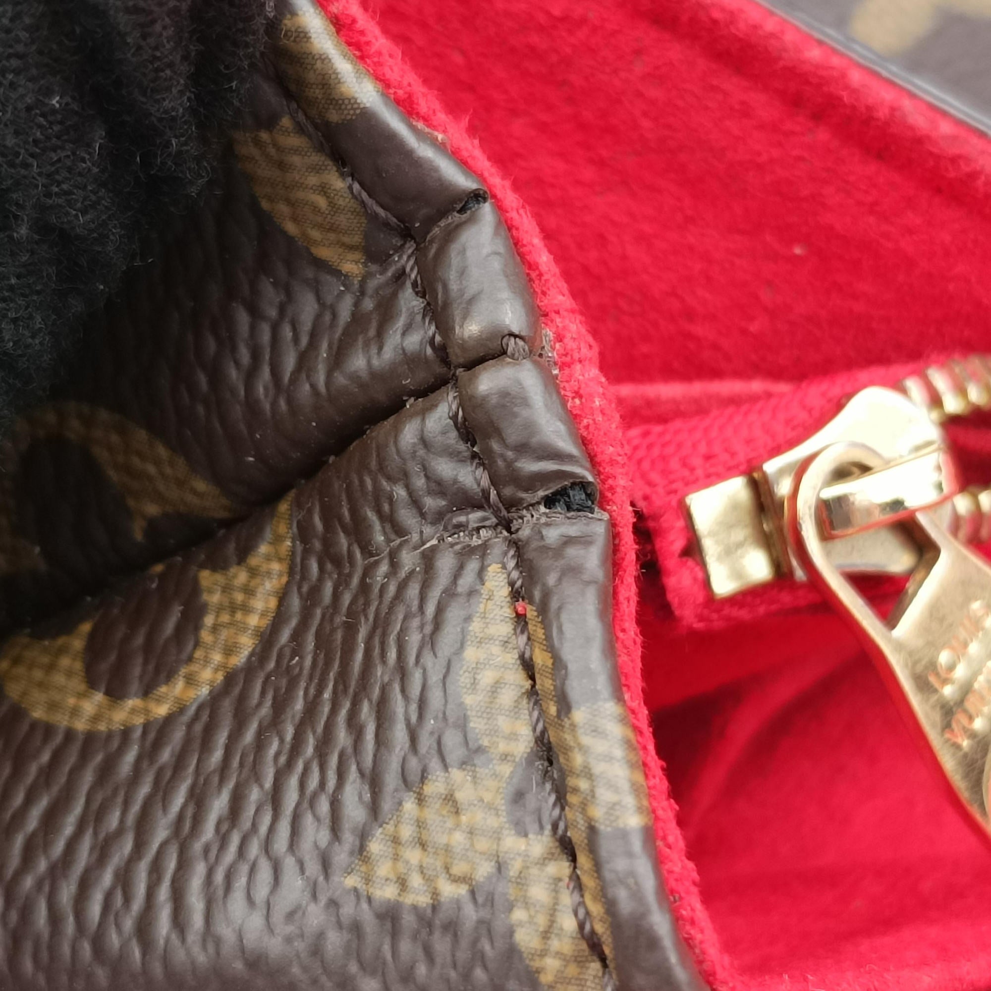 Secondhand Louis Vuitton PALLAS Chain Brown×CERISE Monogram Canvas×calf leather M41201 shoulderbag | stylenewstar