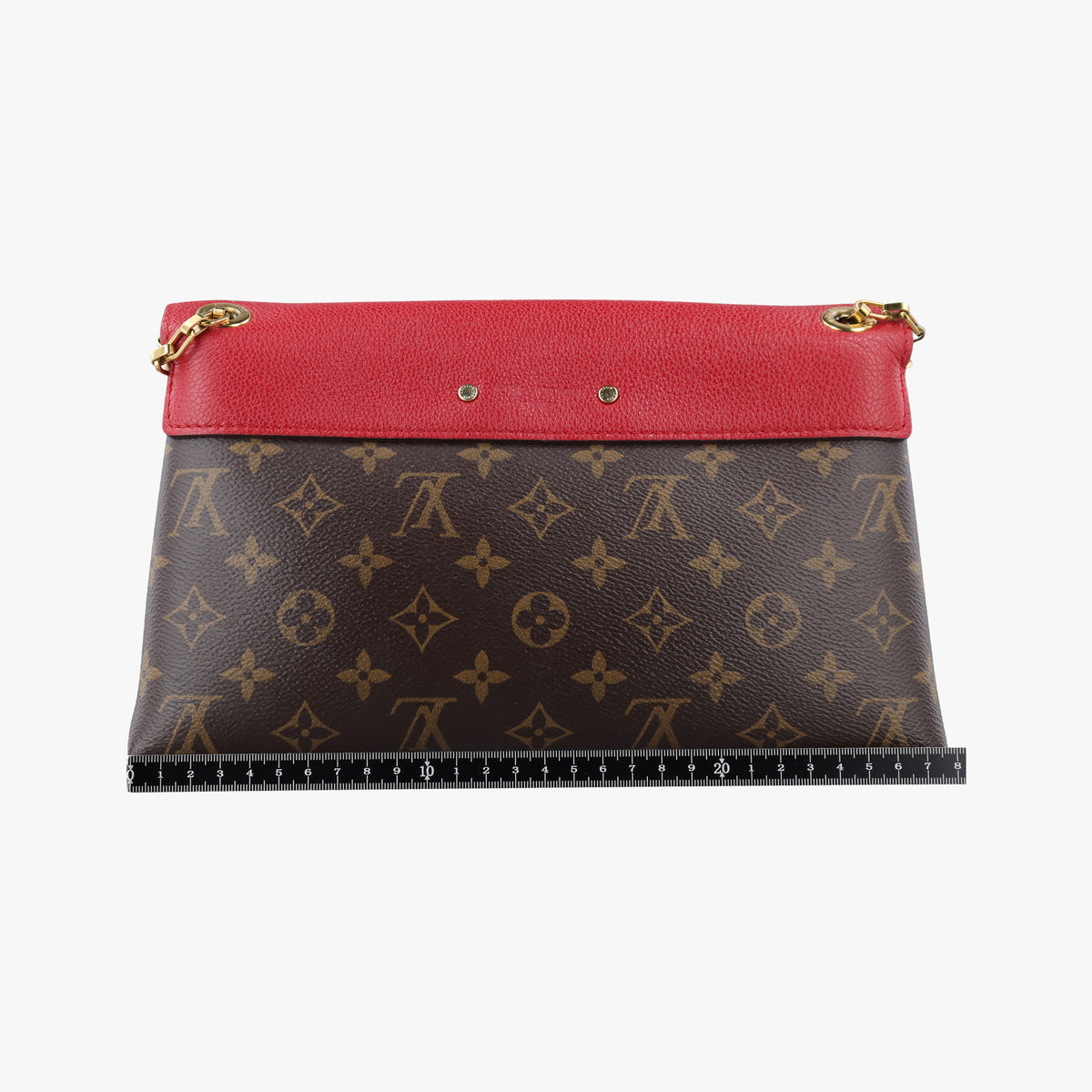 Secondhand Louis Vuitton PALLAS Chain Brown×CERISE Monogram Canvas×calf leather M41201 shoulderbag | stylenewstar