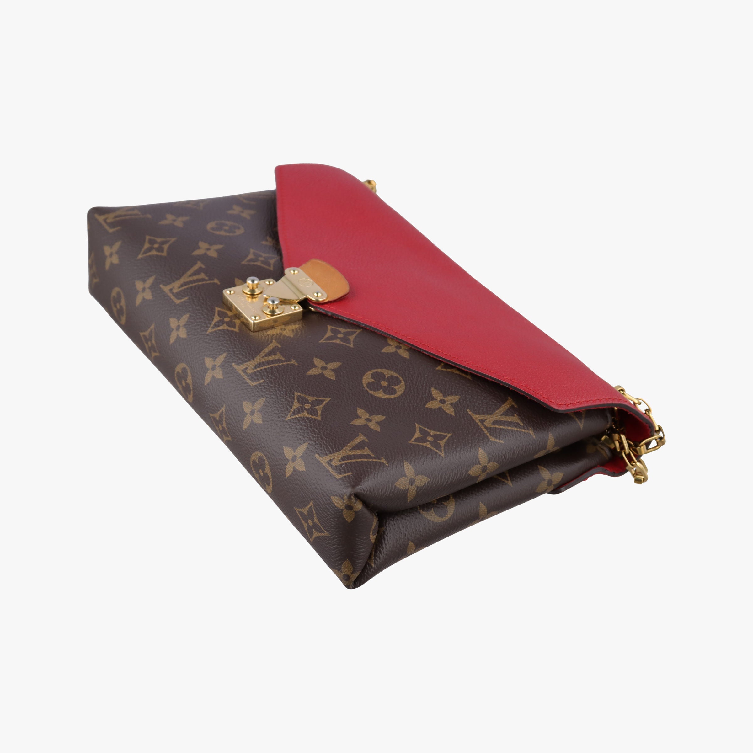 Secondhand Louis Vuitton PALLAS Chain Brown×CERISE Monogram Canvas×calf leather M41201 shoulderbag | stylenewstar