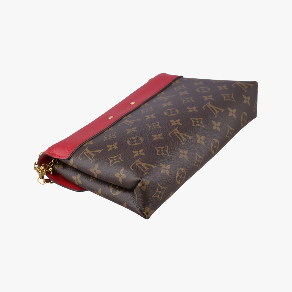 Secondhand Louis Vuitton PALLAS Chain Brown×CERISE Monogram Canvas×calf leather M41201 shoulderbag | stylenewstar