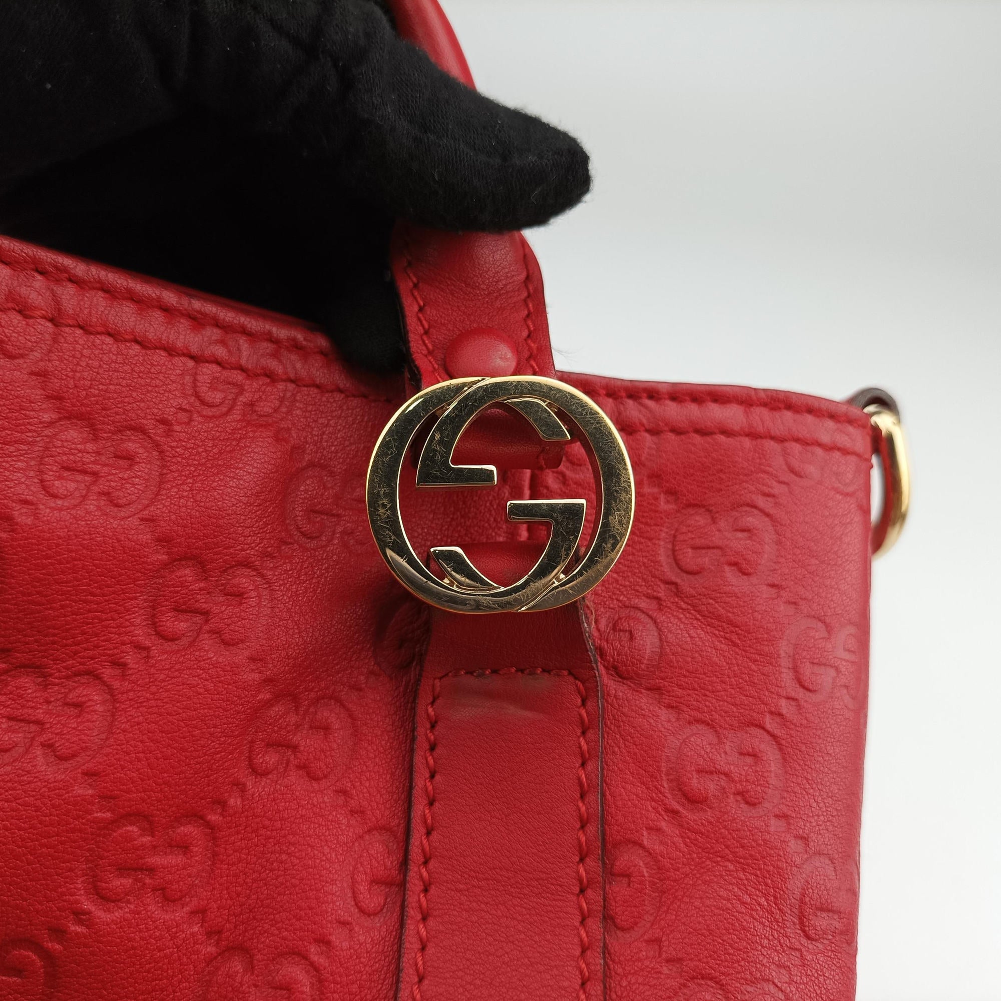 Secondhand Gucci Miss GG Top Handle Red Leather 323675 shoulderbag | stylenewstar